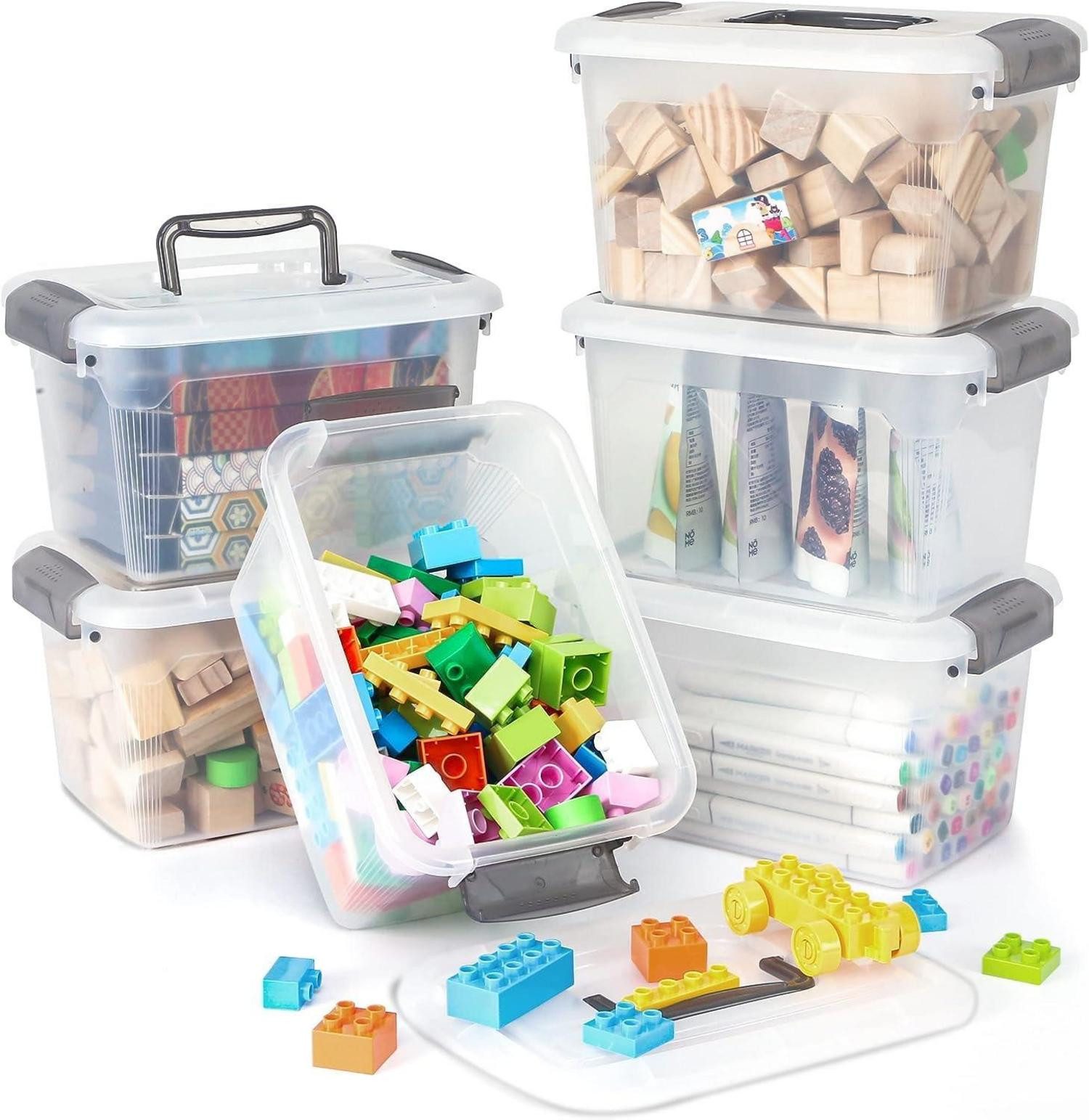 Küchenorganizer-Set 6er-Set 5L Aufbewahrungsbox Transparent mit Griff und