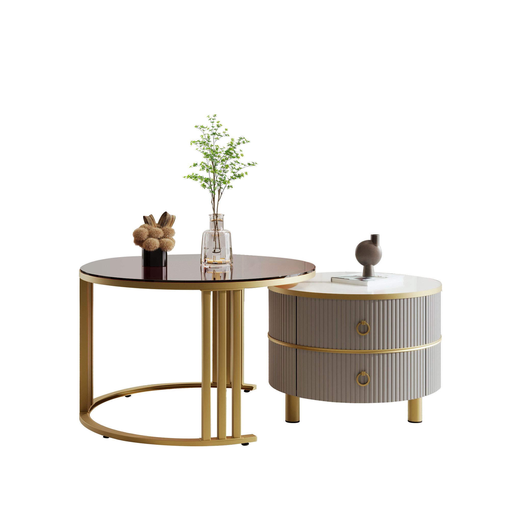 HAUSS SPOLE Couchtisch 2-in-1 Couchtisch aus MDF mit 2 Schubladen für das W günstig online kaufen