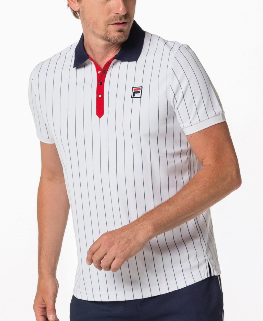 Fila Poloshirt Stripes (100% Polyester) weiss/navy/rot Herren