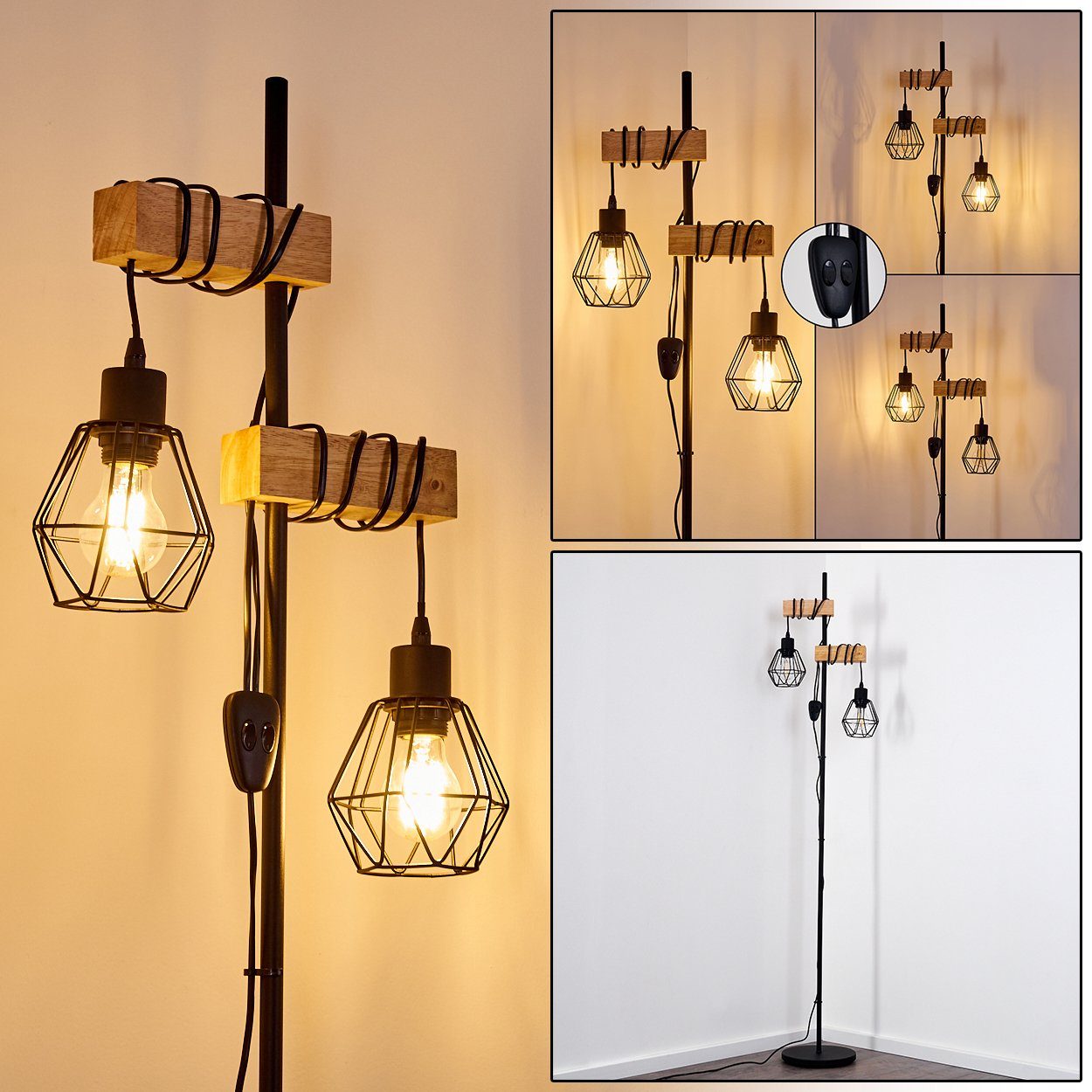 hofstein Stehlampe Vintage Wohn Schlaf Zimmer Beleuchtung Steh Boden Stand günstig online kaufen