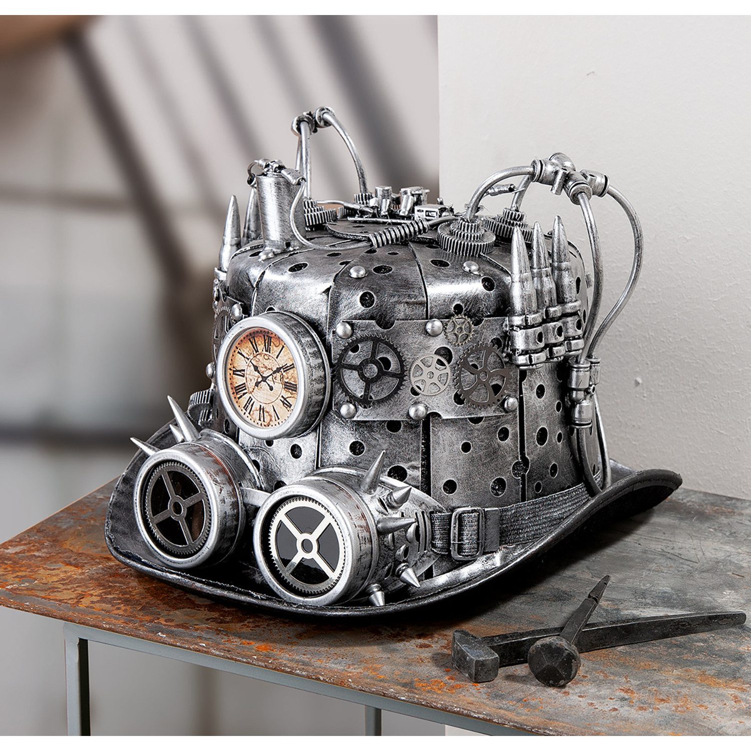Dekoobjekt Hut Steampunk, silberfarben