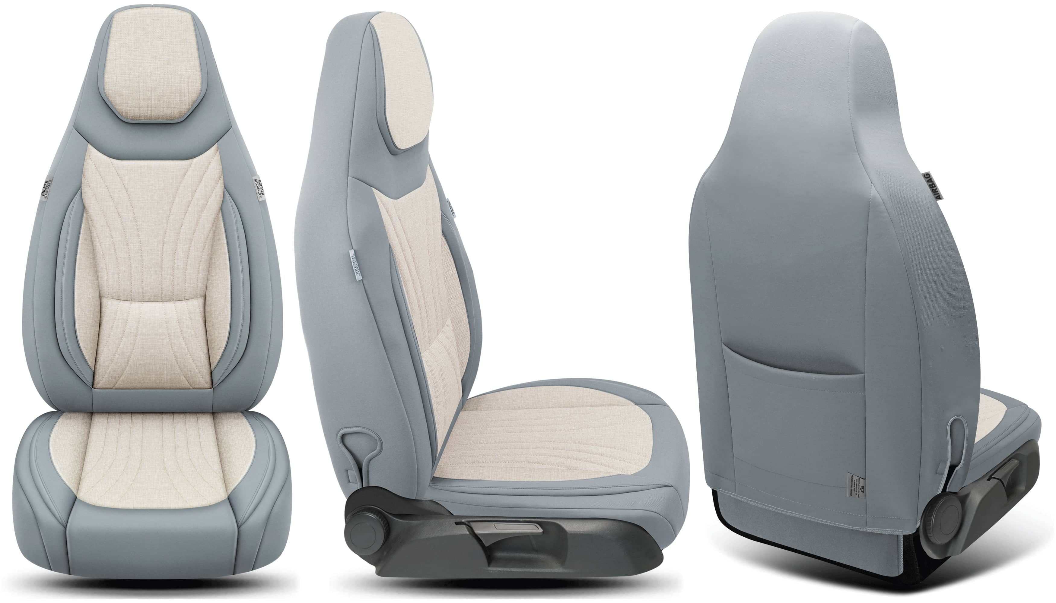 BREMER SITZBEZÜGE Autositzbezug für VW Bora Bj 1998-05 (C3), Set, Schonbezüge Sitzbezüge Fahrer und Beifahrer, in Schwarz/Beige