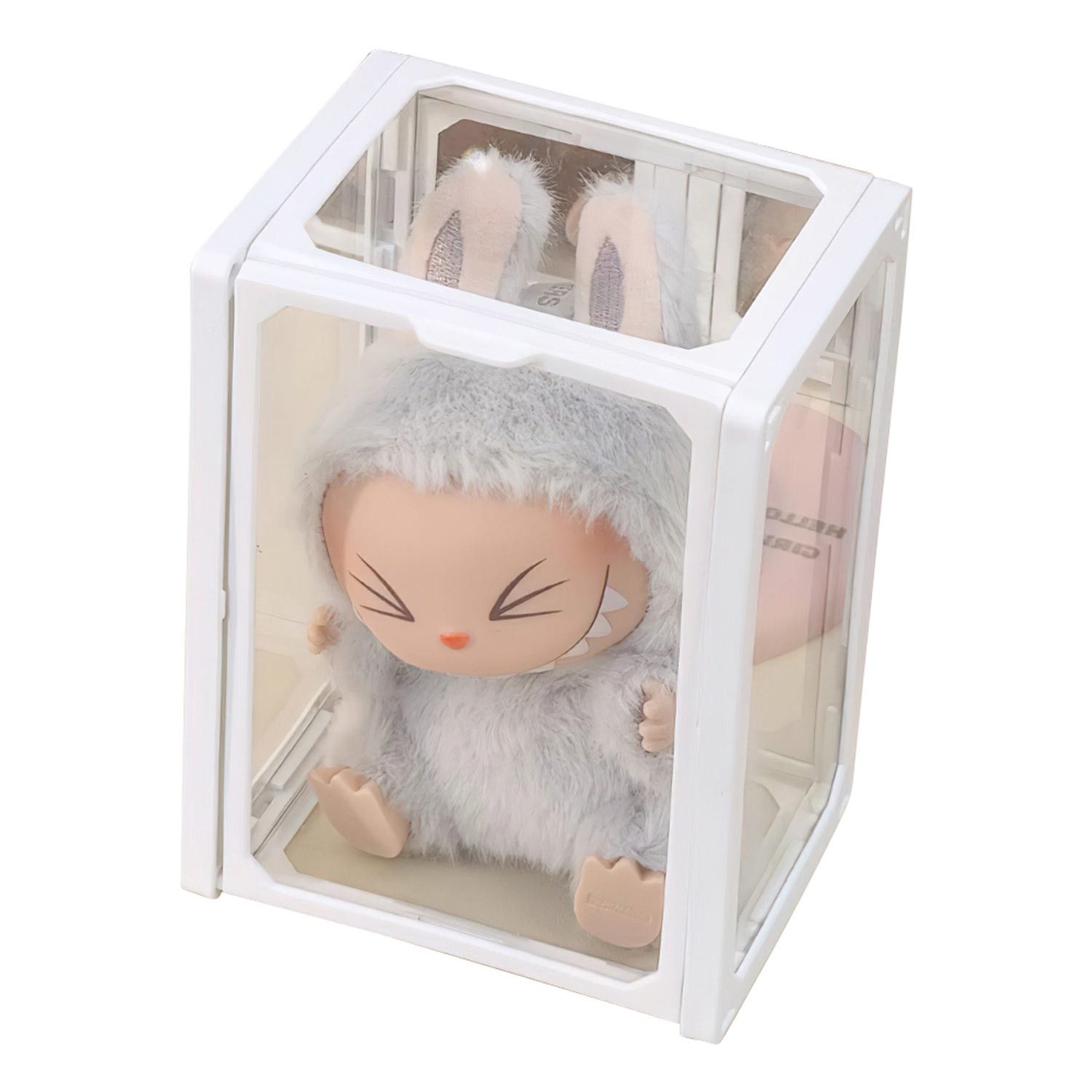 Refttenw Vitrine Glasvitrine mit Tür Sammelvitrine Stapelbar Transparent Staubdicht (1-St) 10.2 x 8 x 13.8cm, Figuren, Plüschtiere, Cotton Dolls & Sammelstücke