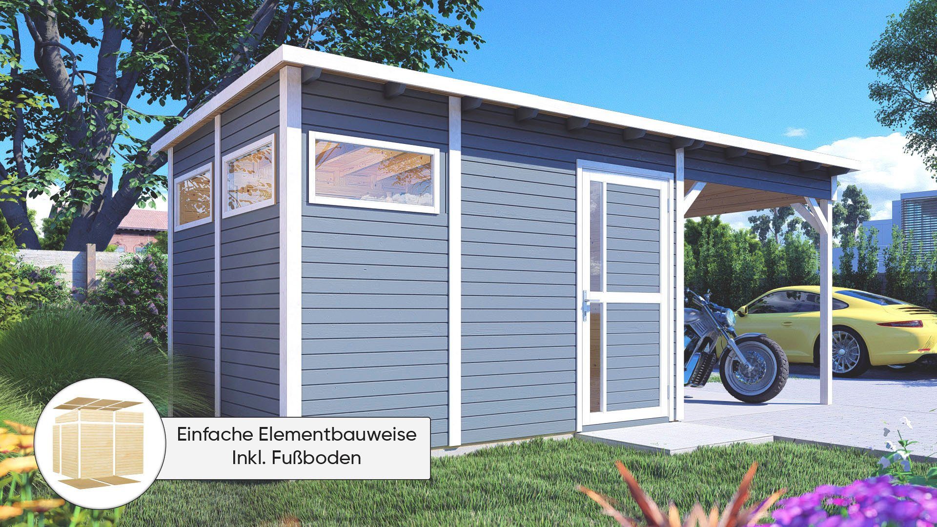 KONIFERA Gartenhaus Pentus 3, BxT: 579x265 cm, (Set)