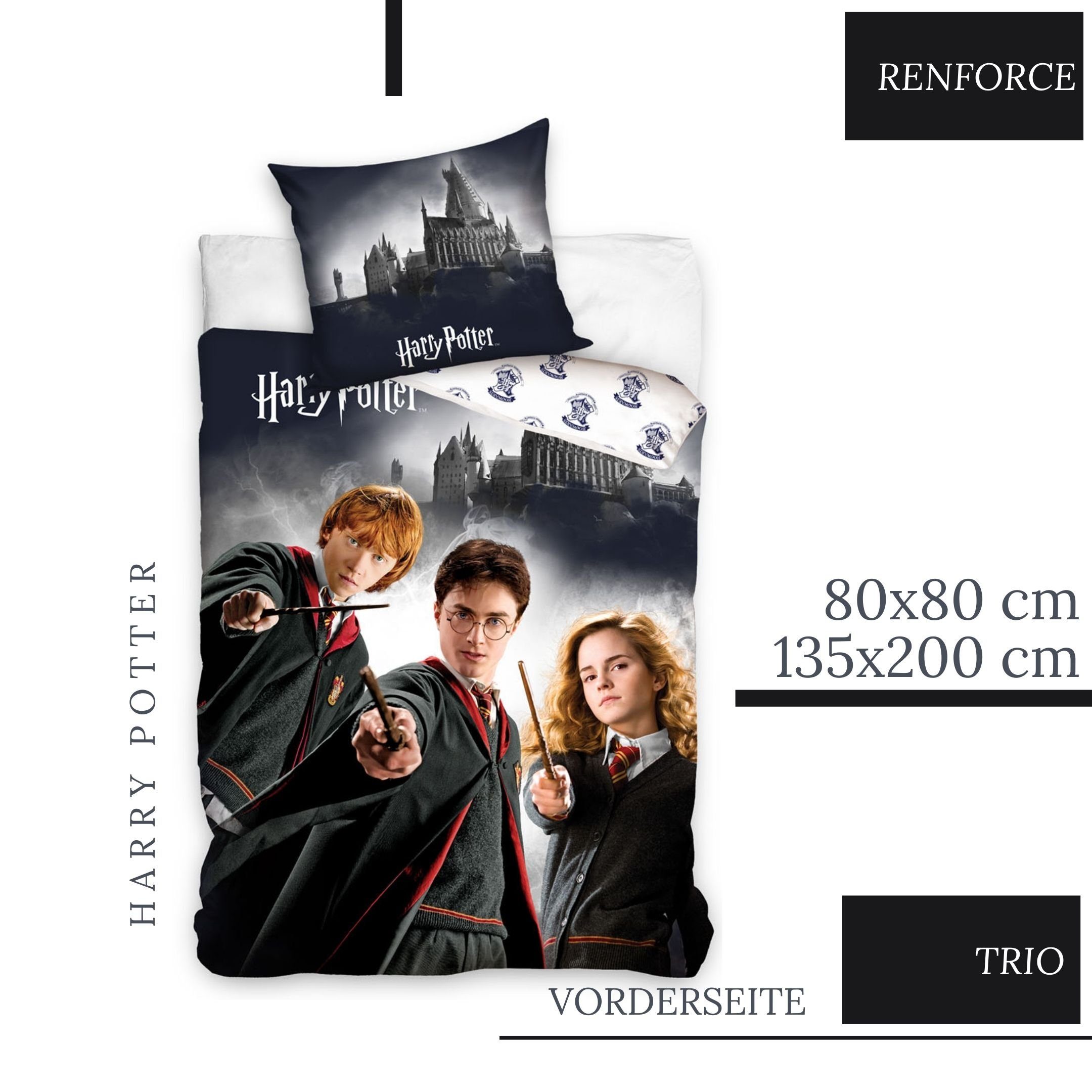 MTOnlinehandel Bettwäsche Harry Potter 135x200 + 80x80 cm 2 tlg., 100 % Bau günstig online kaufen