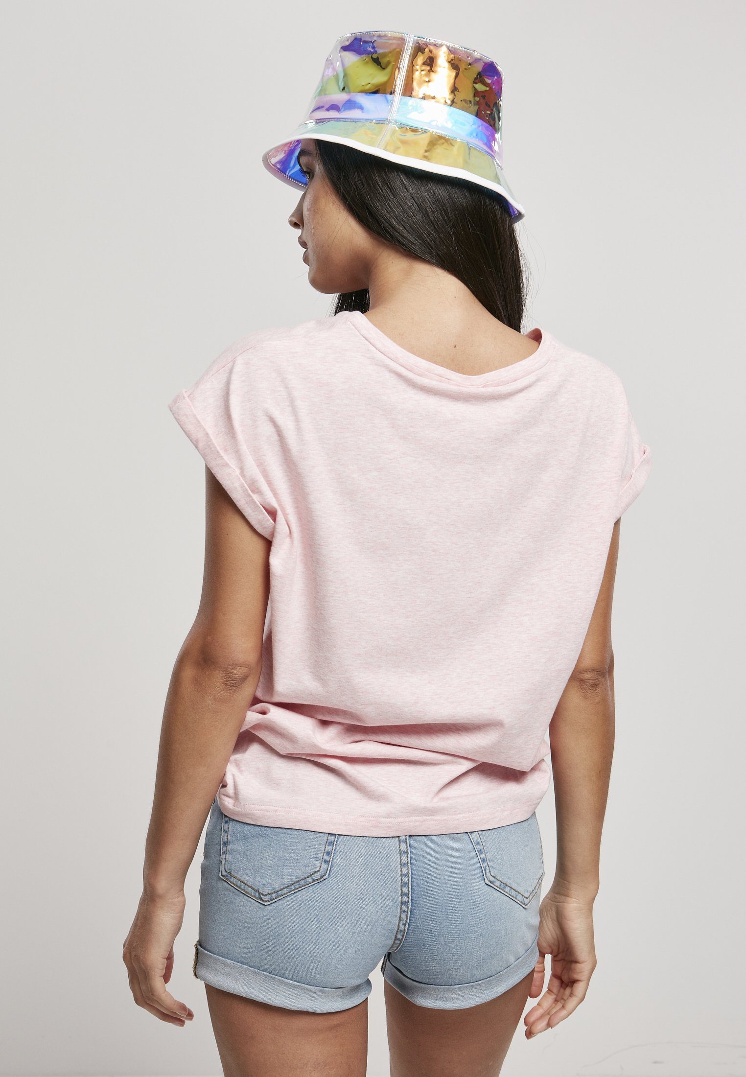 Shoulder pink URBAN CLASSICS Color Ladies Tee melange Frauen Extended (1-tlg) Melange Kurzarmshirt
