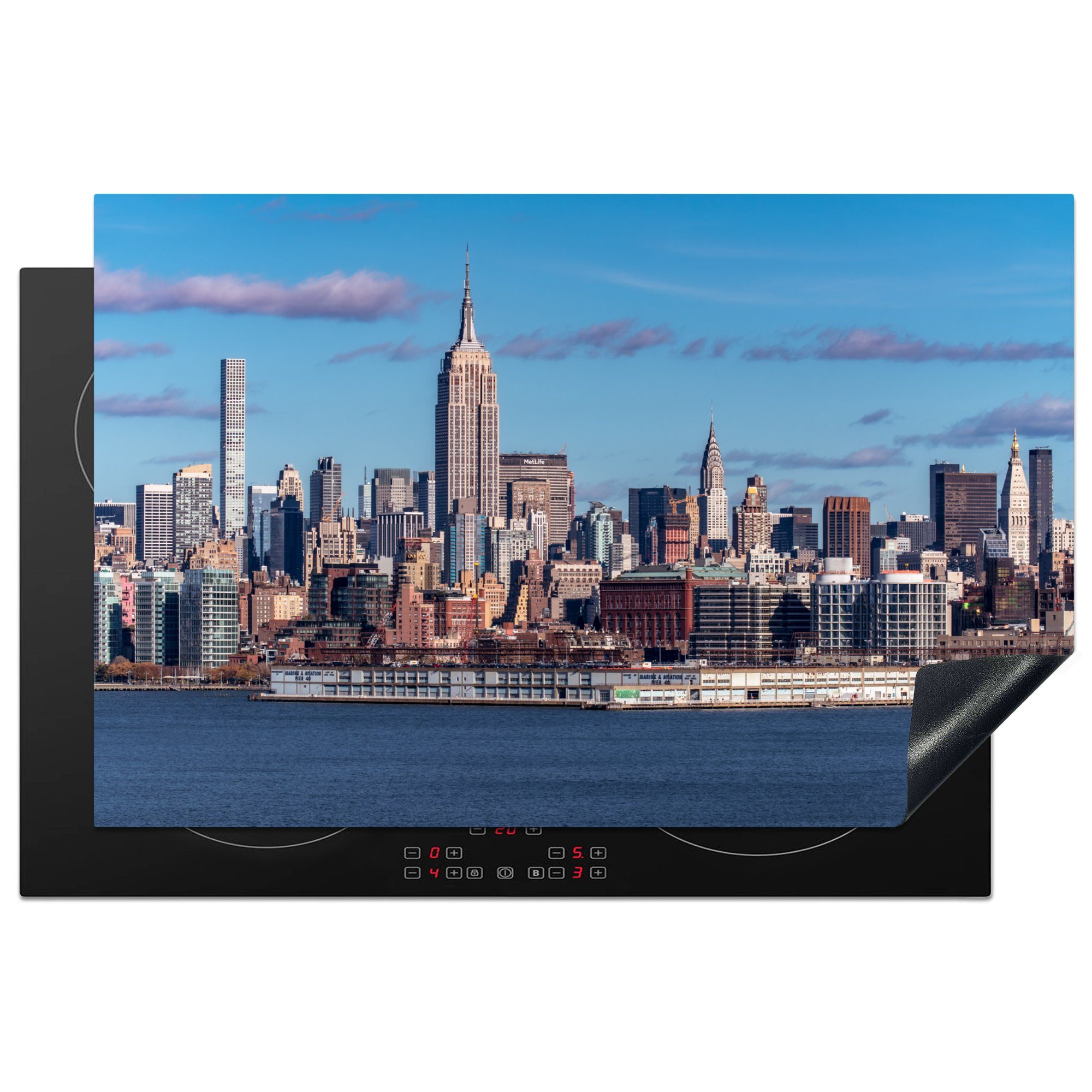 MuchoWow Herdblende-/Abdeckplatte New Yorker Skyline in Manhattan, Vinyl, (1 tlg), 81x52 cm, Induktionskochfeld Schutz für die küche, Ceranfeldabdeckung