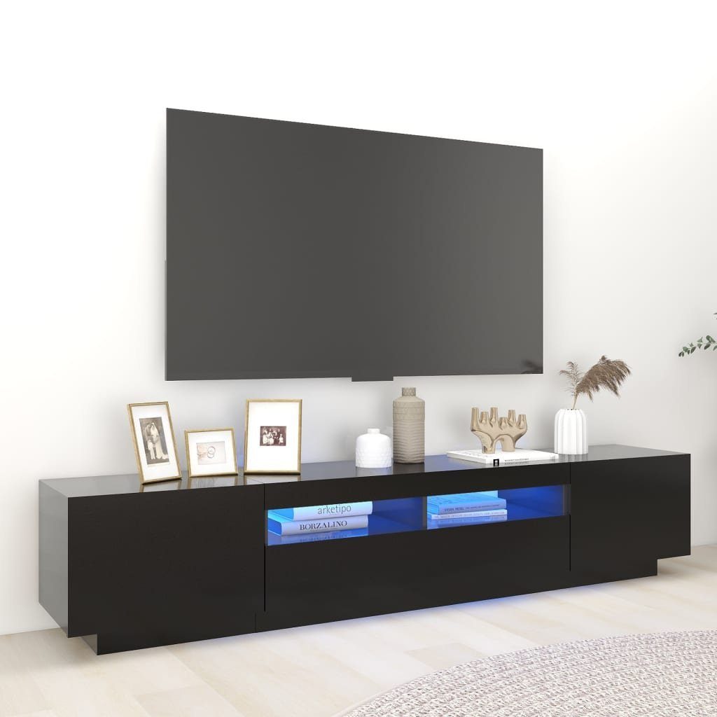 vidaXL TV-Schrank TV-Schrank mit LED-Leuchten Schwarz 200x35x40 cm (1-St)