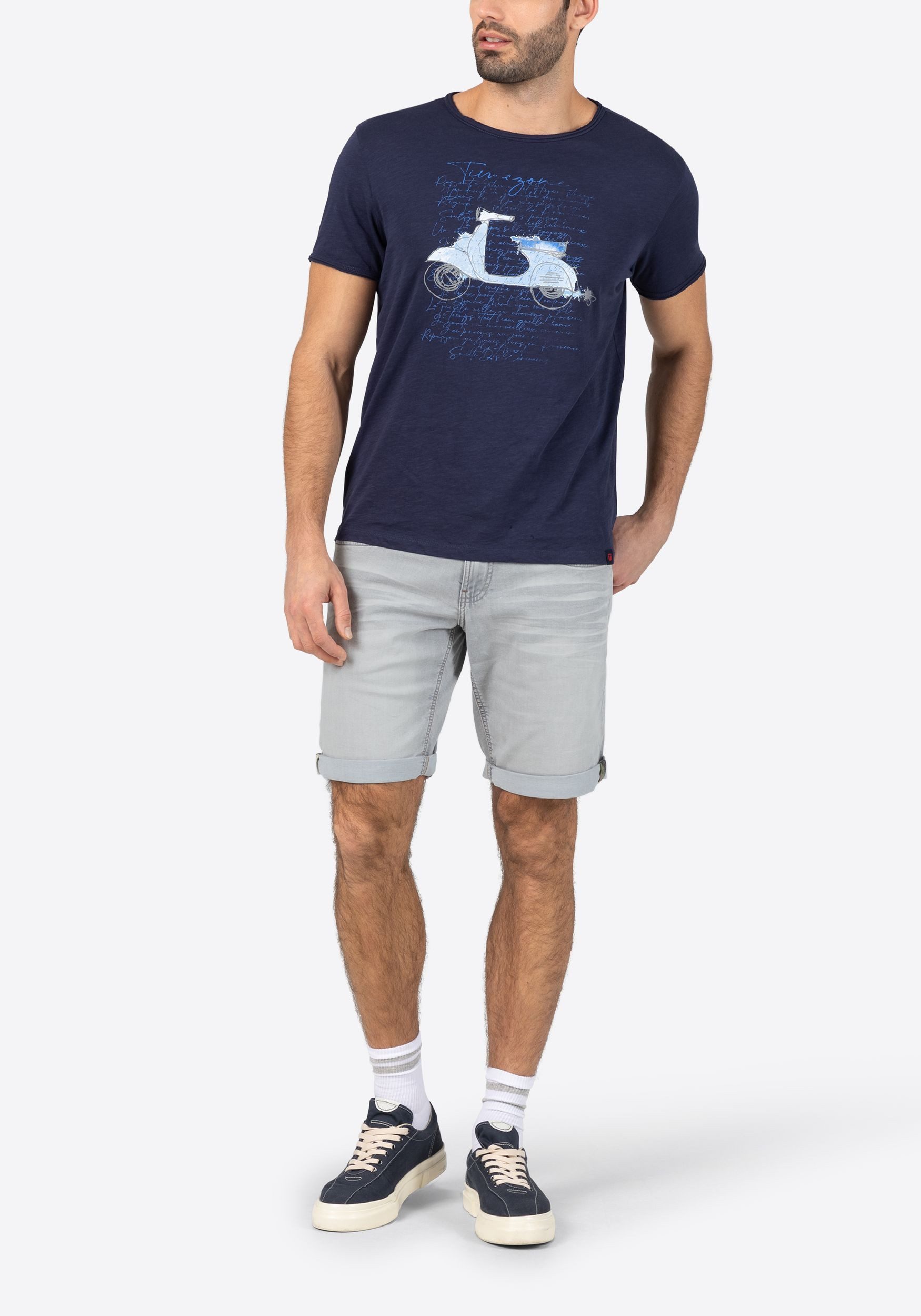 TIMEZONE Jeansshorts Männer Regular Fit für Herren Baumwolle Normal Fit unifarben atmungsaktiv Knopfleiste – Bild 2 von 5