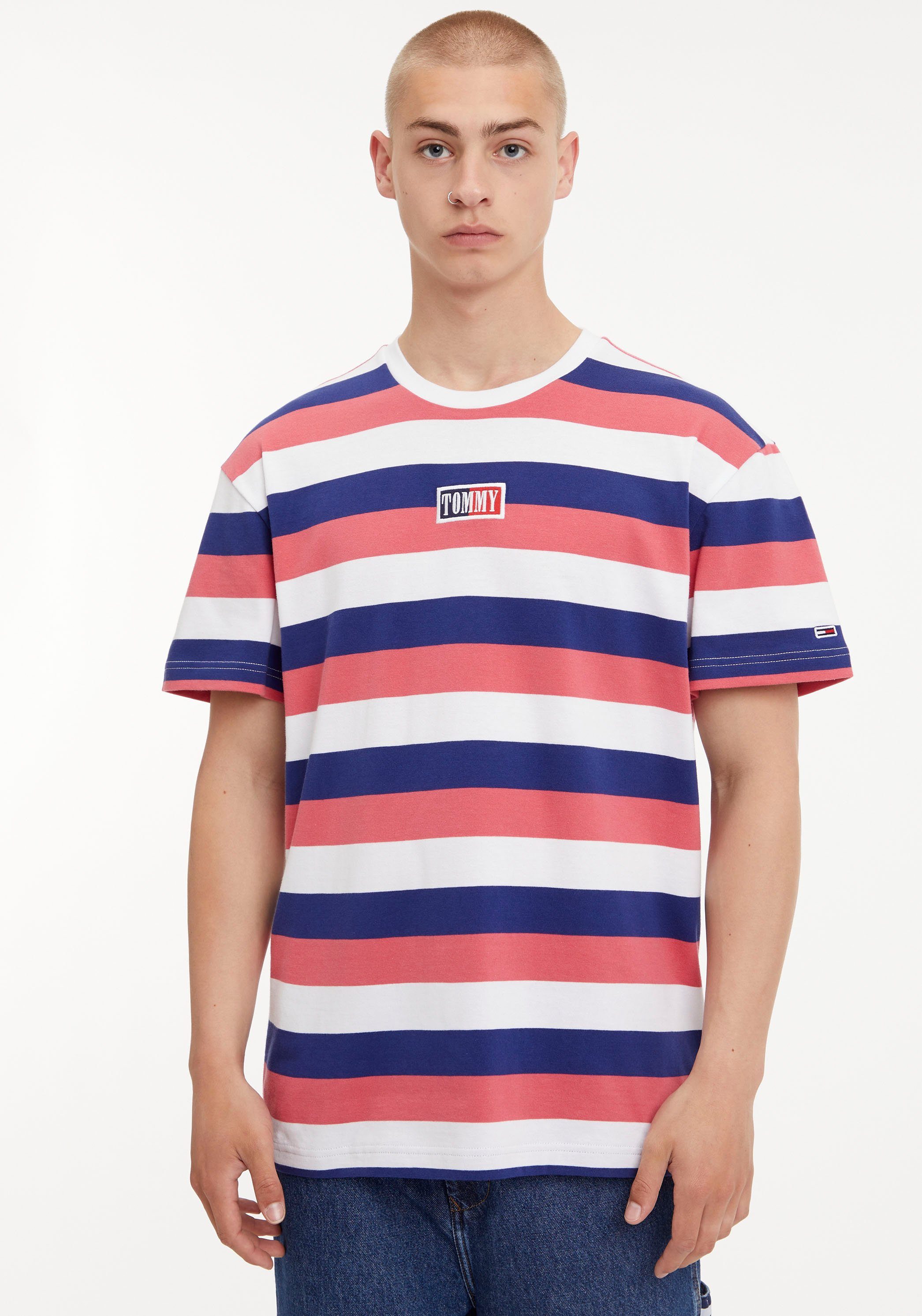 Tommy Jeans T-Shirt TJM RLXD TIMELESS STRIPE TEE mit Logostickereien | T-Shirts