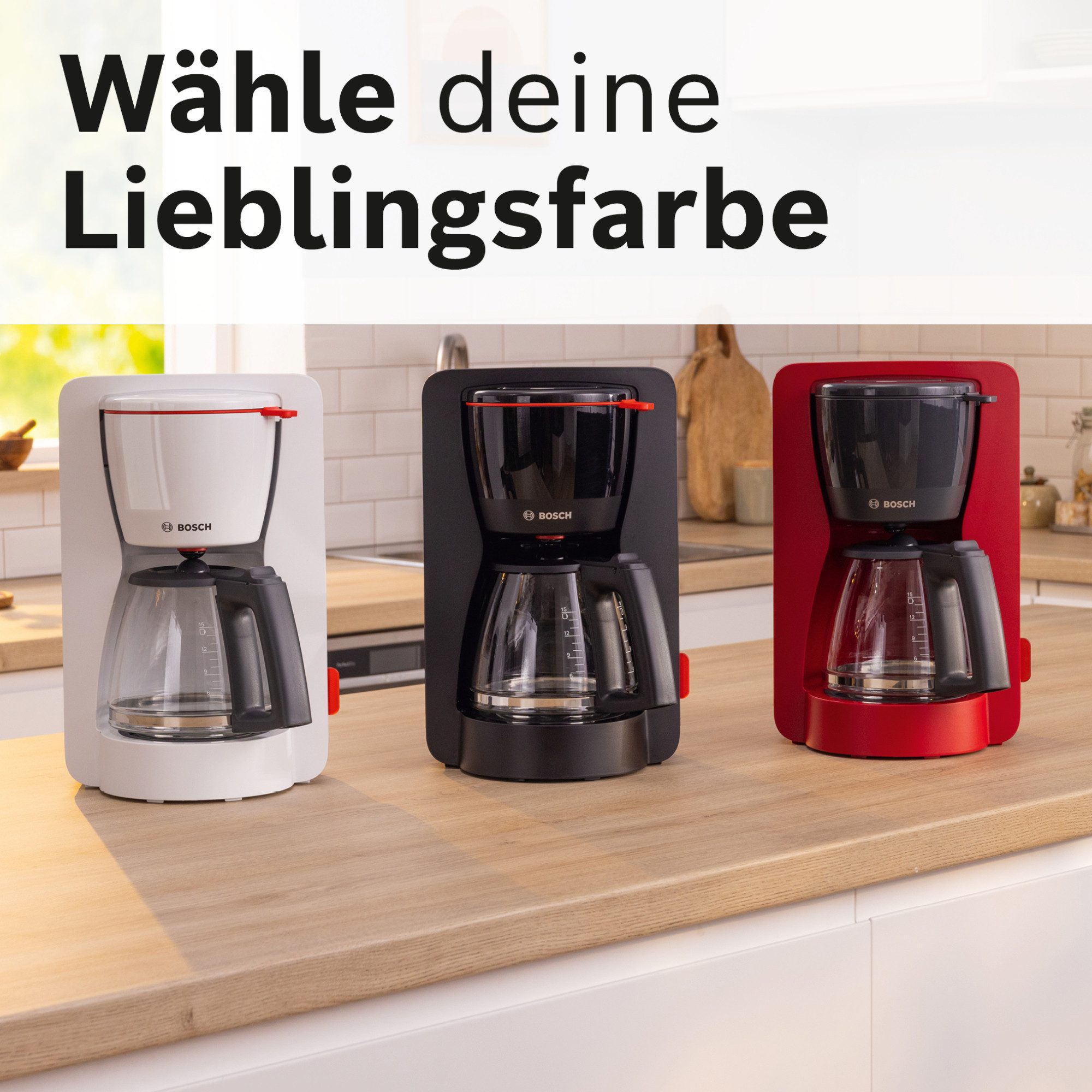 BOSCH Filterkaffeemaschine MyMoment TKA3M134, 1,25l Kaffeekanne, Papierfilter 1x4, 60min Warmhaltefunktion, Aroma intense, Entkalkungsprogramm, 1200 W