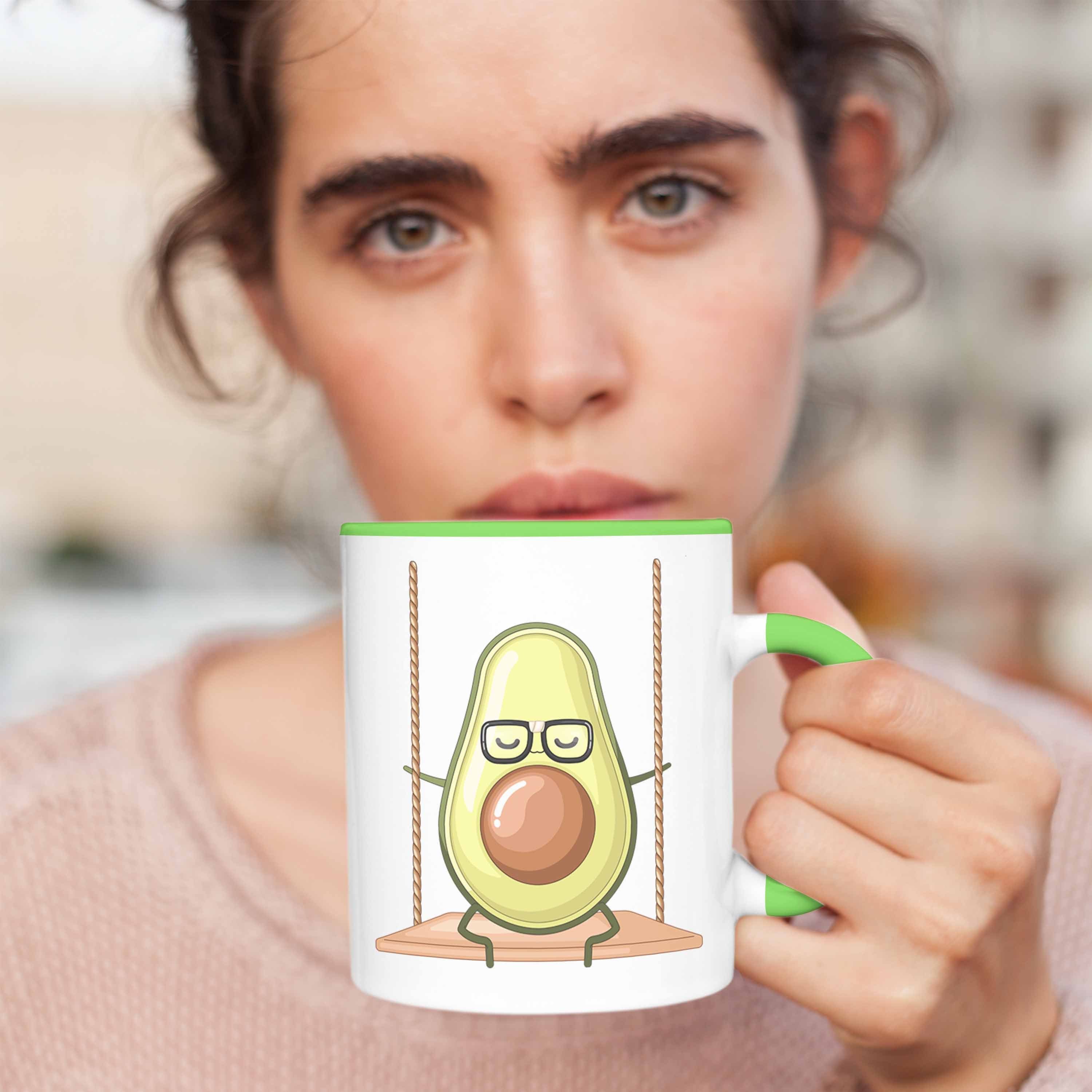 Originelle Geschenkidee Trendation Lustige Tasse Tasse mit Avocado-Motiv - Grün Avocado- für