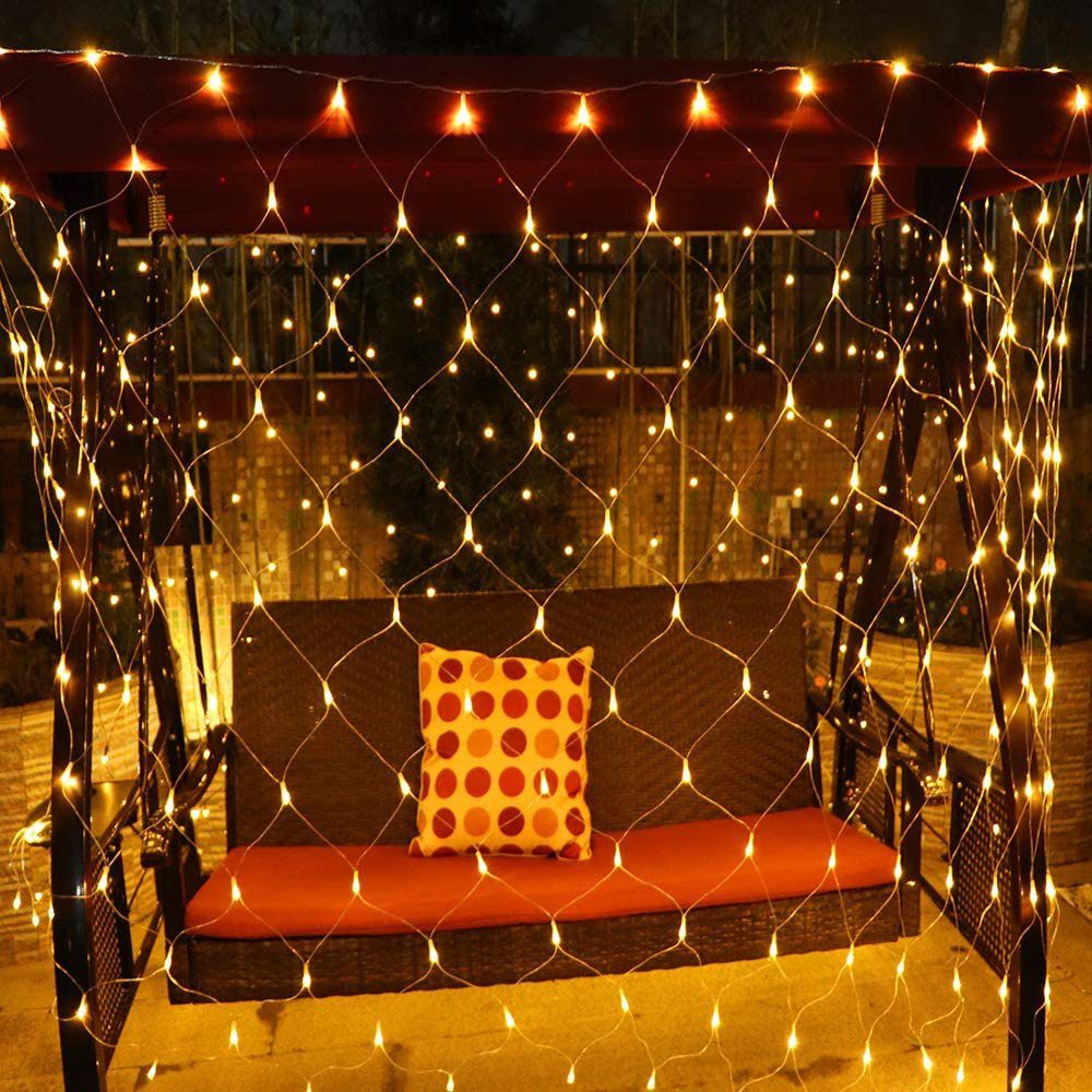 Garten für Hochzeit, etc LED-Lichterkette DIY Wasserdichte Weihnachtsdeko Sunicol Weihnachten, LED Warmweiß, Schlafzimmer, Außen IP44 Gelb Lichternetz Lichtervorhang
