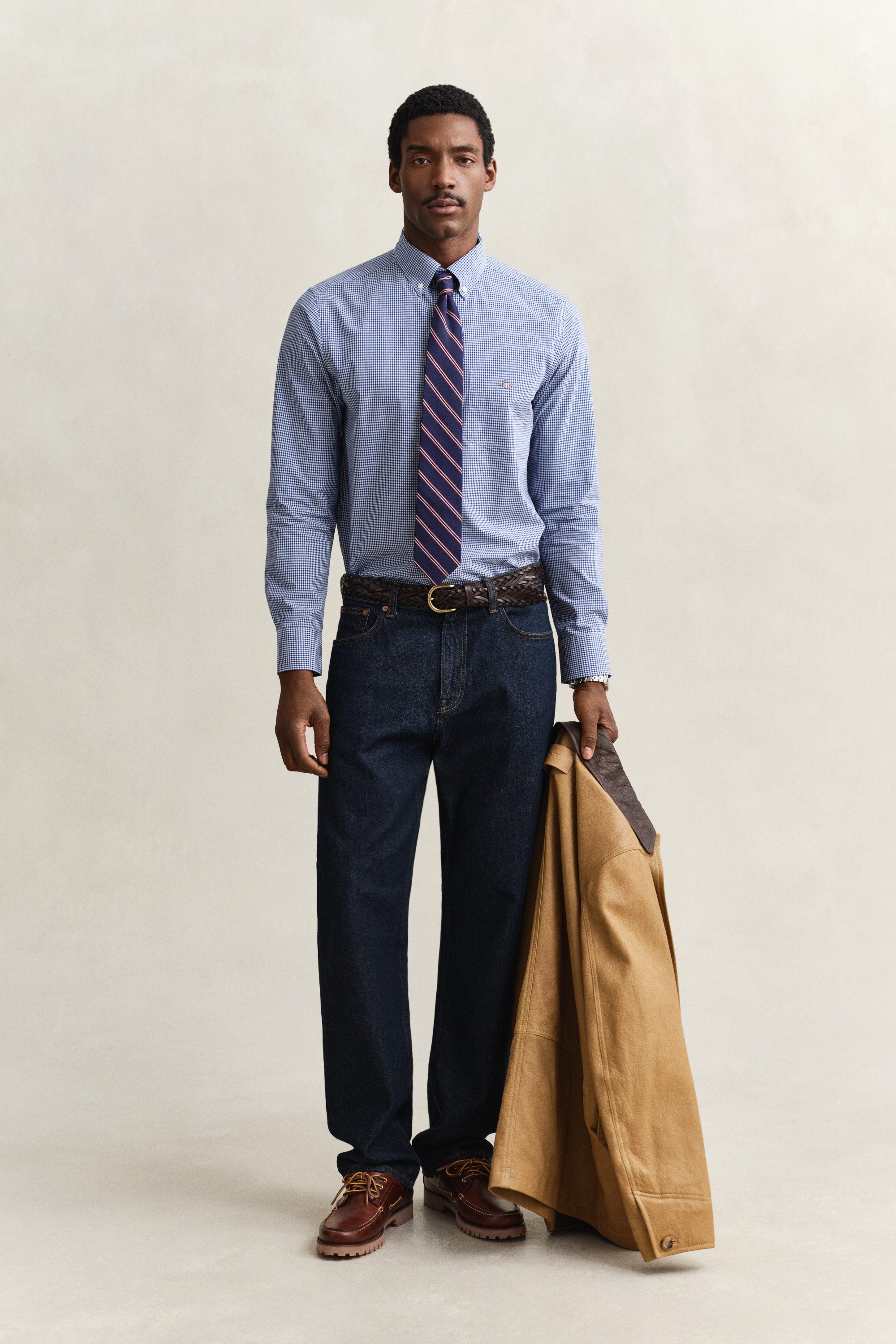 Gant Langarmhemd REG CLASSIC POPLIN GINGHAM SHIRT mit Logostickerei, Baumwoll-Popeline