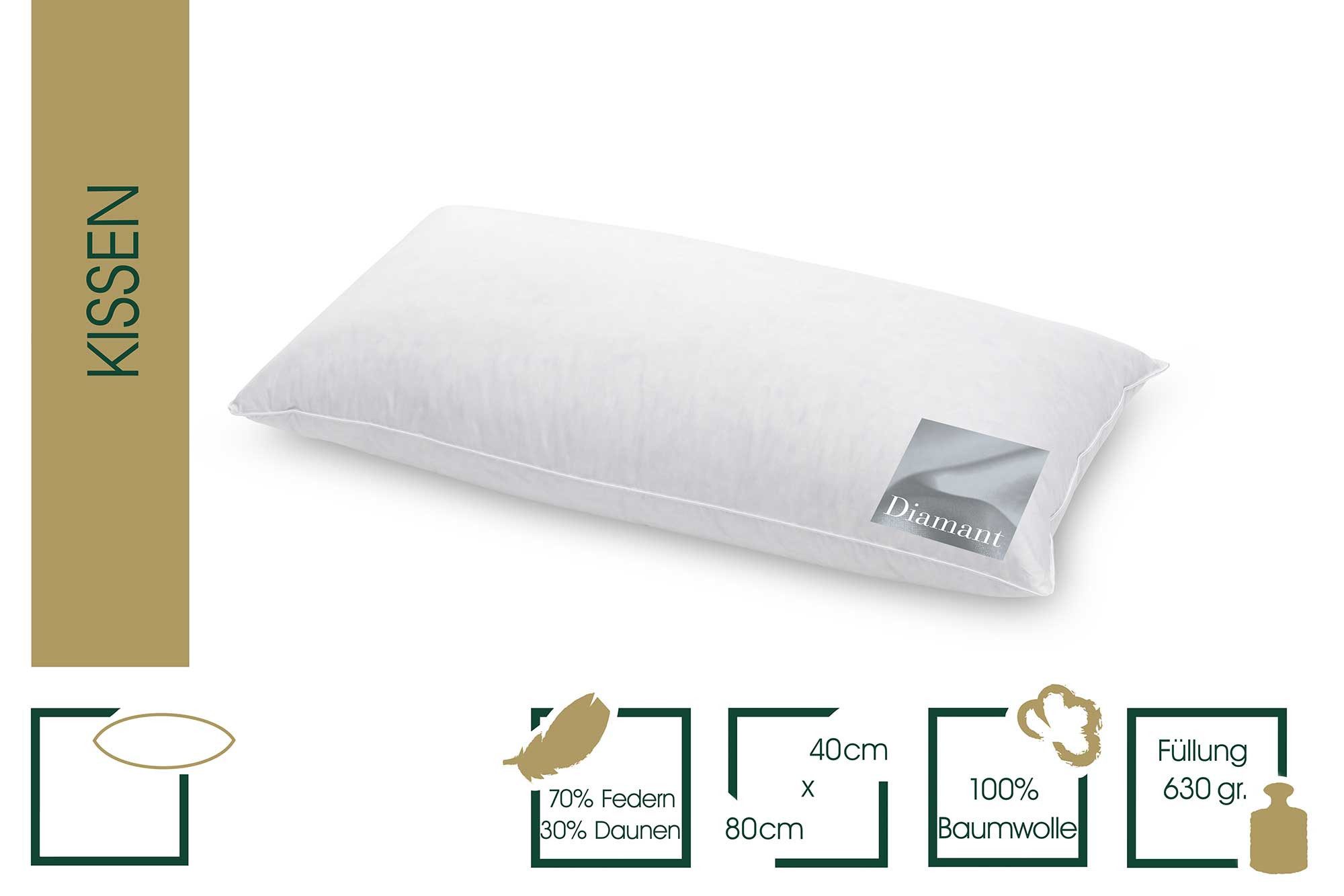 HANSKRUCHEN Daunenkissen DIAMANT, Füllung: 70% Federn, 30% Daunen, Bezug: 1 günstig online kaufen