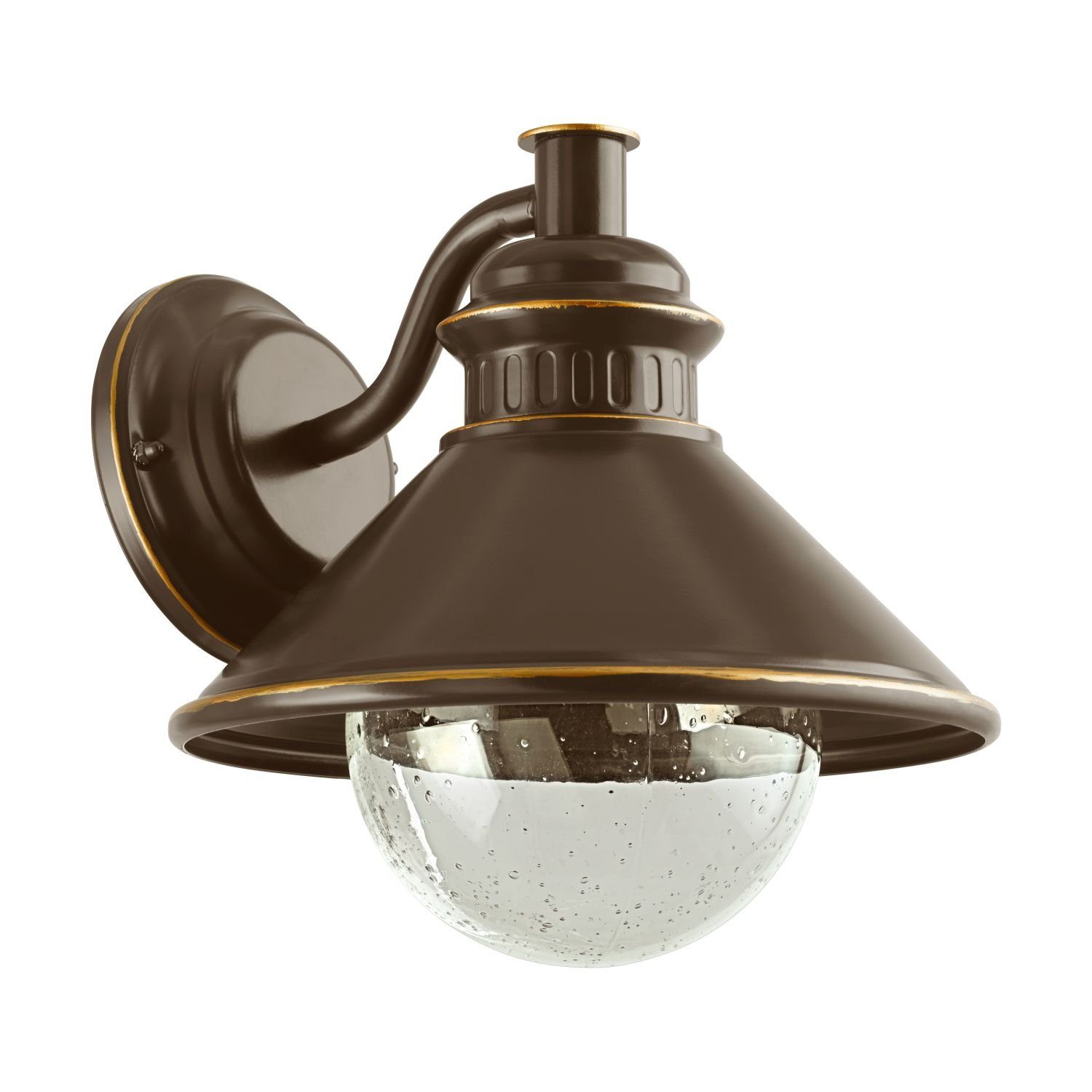 maritim ohne Wandleuchte Lampe Leuchtmittel, Schiffslampe mit Außen-Wandleuchte Kegelform Braun ALBACETE, Arm Hof Licht-Erlebnisse