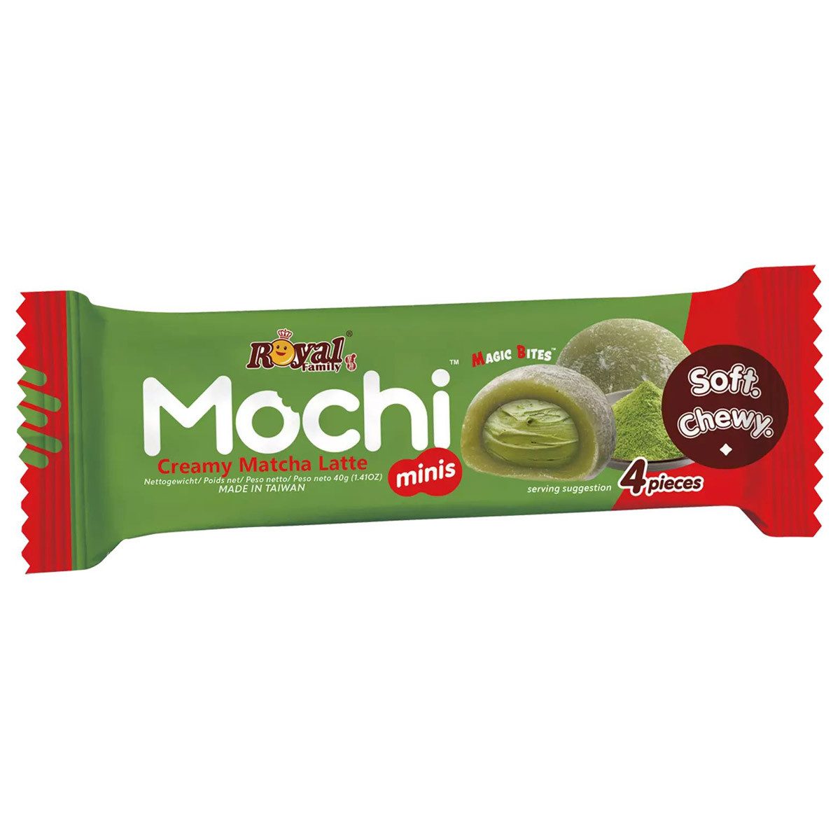 Royal Family Kuchen, Royal Family Mochi Creamy Matcha Riegel Soft Chewy verpackt 40g
