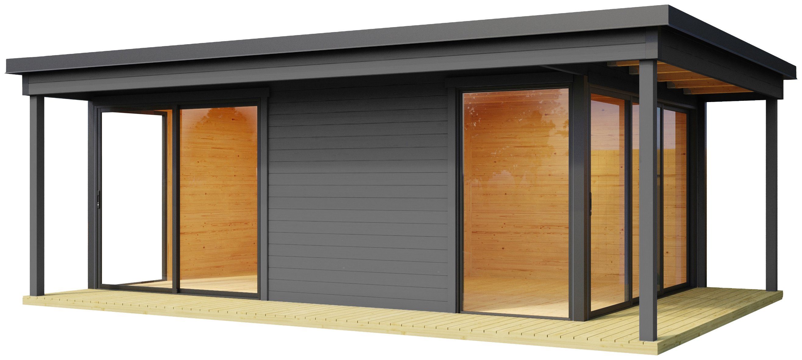 LASITA MAJA Gartenhaus Domeo 3 Loggia, BxT: 608,4x418,9 cm, (Set), mit Überdachung, Position der Zwischenwand flexibel