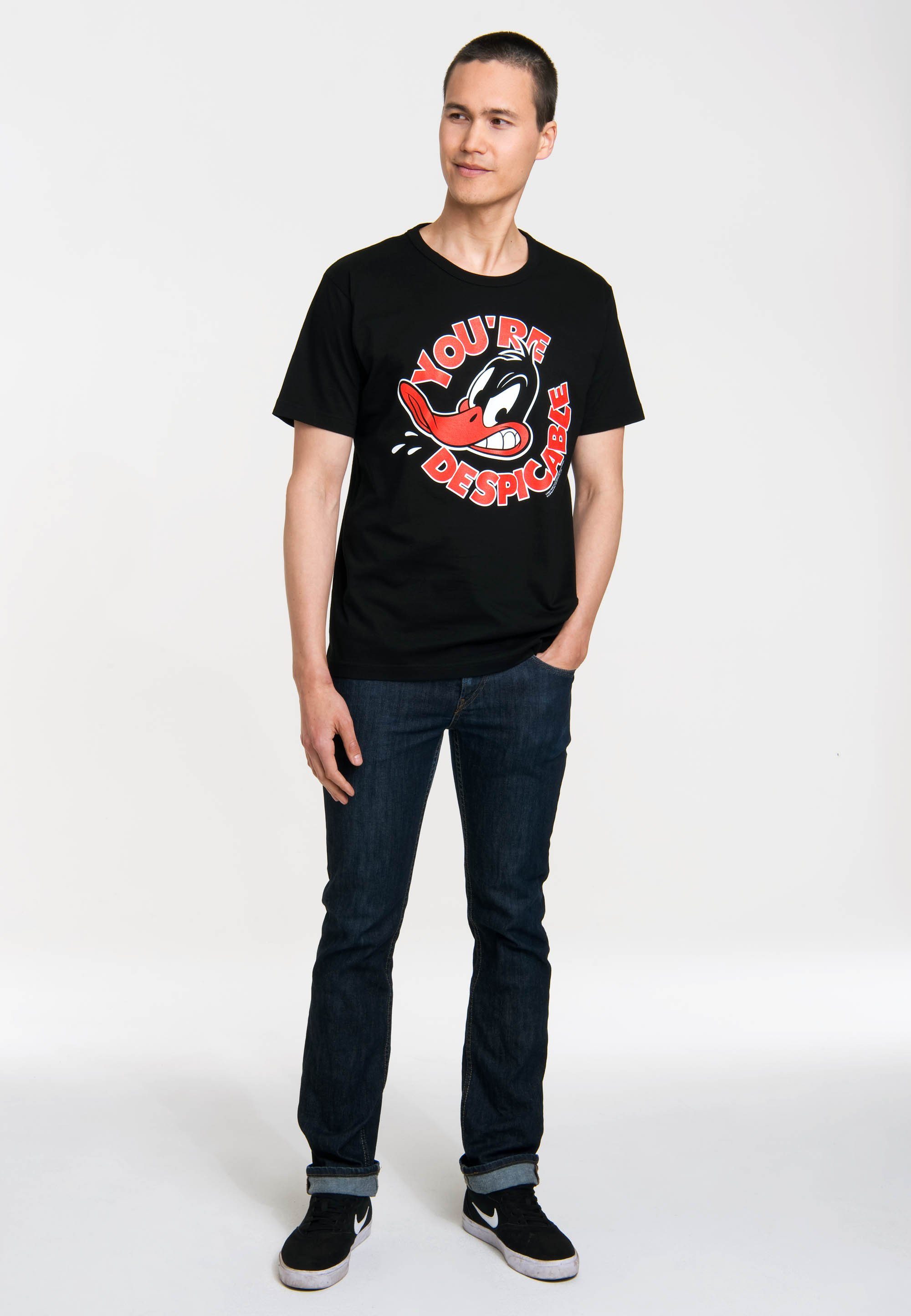 LOGOSHIRT T-Shirt Looney Tunes - Daffy Duck mit Daffy Duck-Frontprint