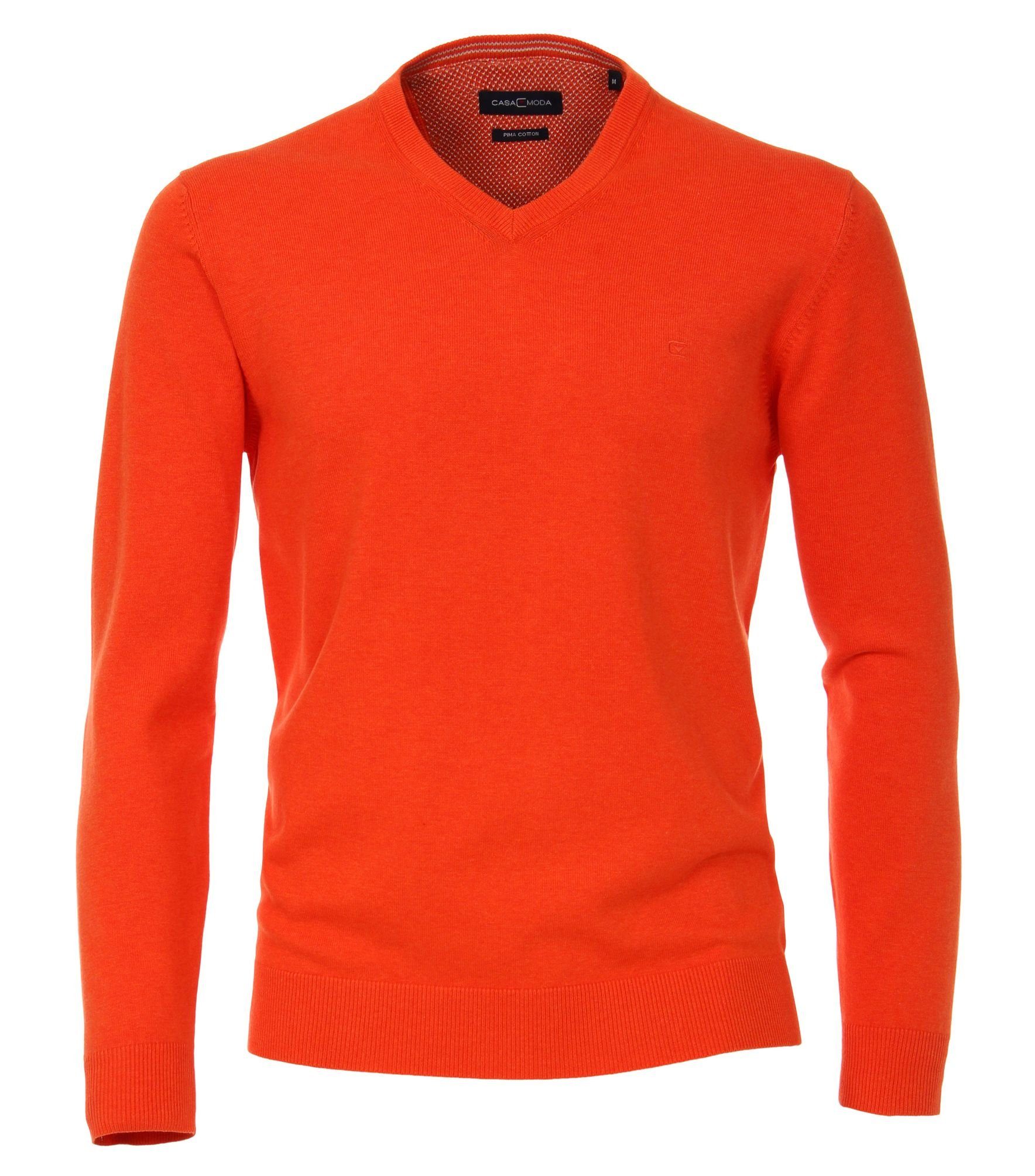 CASAMODA V-Ausschnitt-Pullover 004430 PIMA-Baumwolle Orange (450) | 