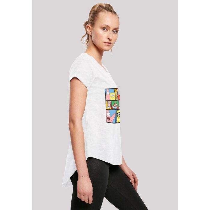 F4NT4STIC T-Shirt Long Cut T Shirt 'Spongebob Schwammkopf Collage' Damen Premium Merch Lang Longshirt Bedruckt
