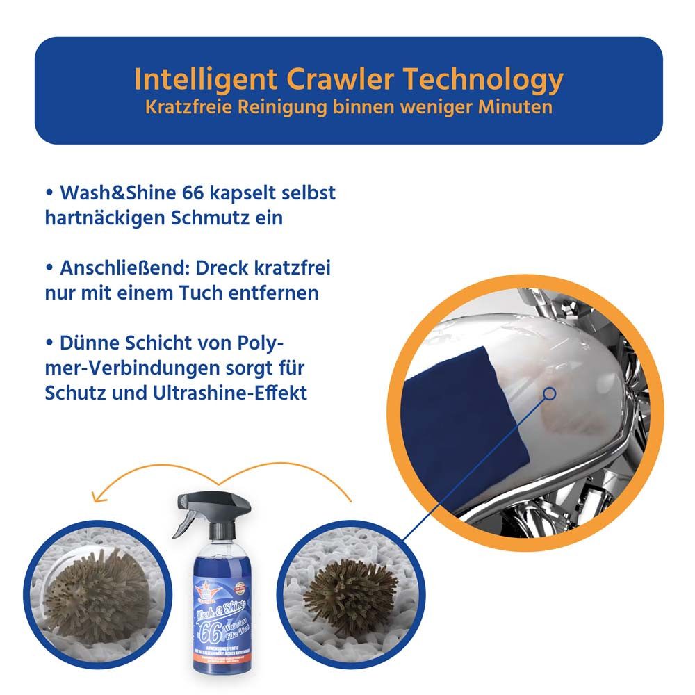 Shinykings Wash & Shine BIKE - Schnellreiniger - 0,5 Liter + Spezialtuch Insektenentferner
