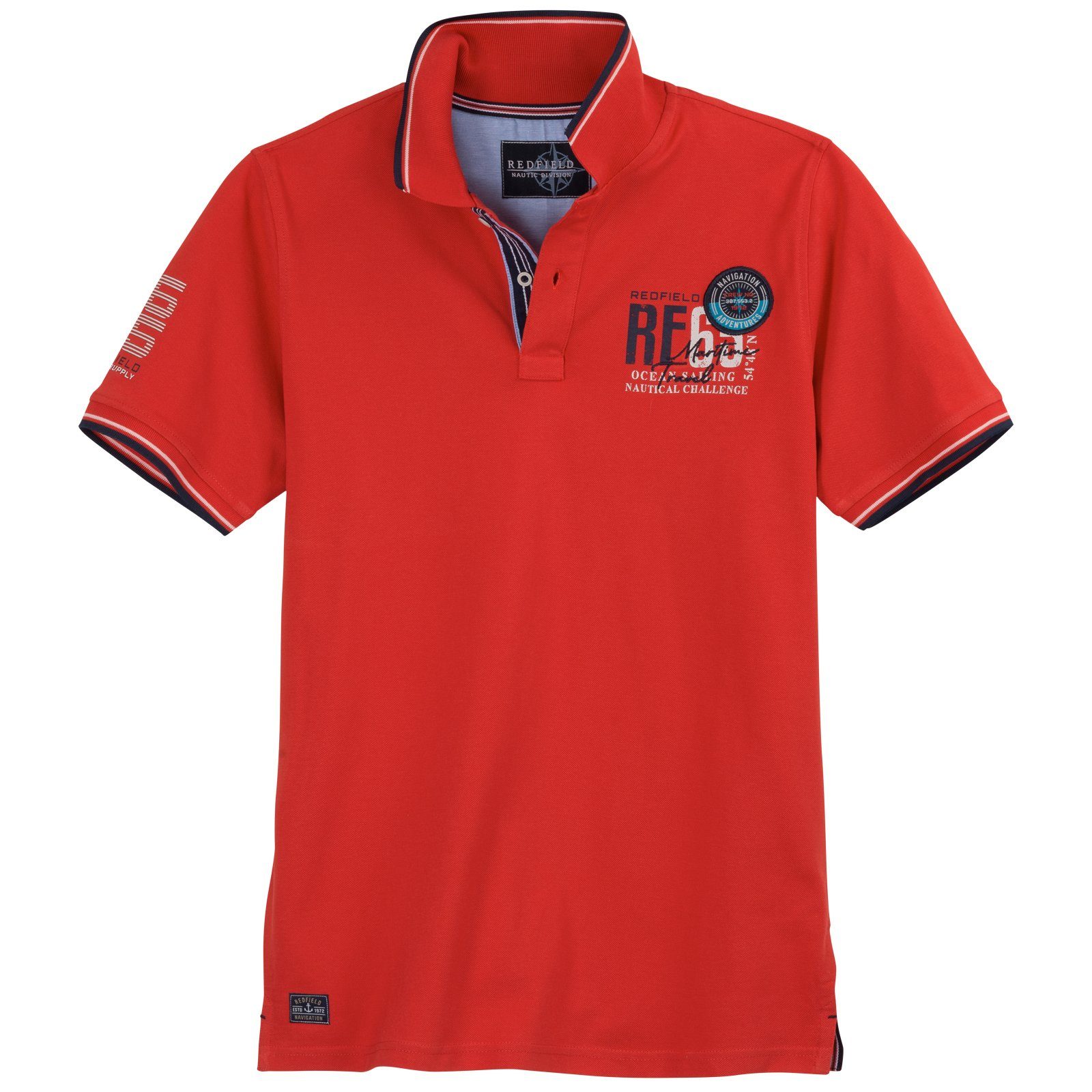 redfield Poloshirt Große Größen Herren Poloshirt rot maritim Redfield