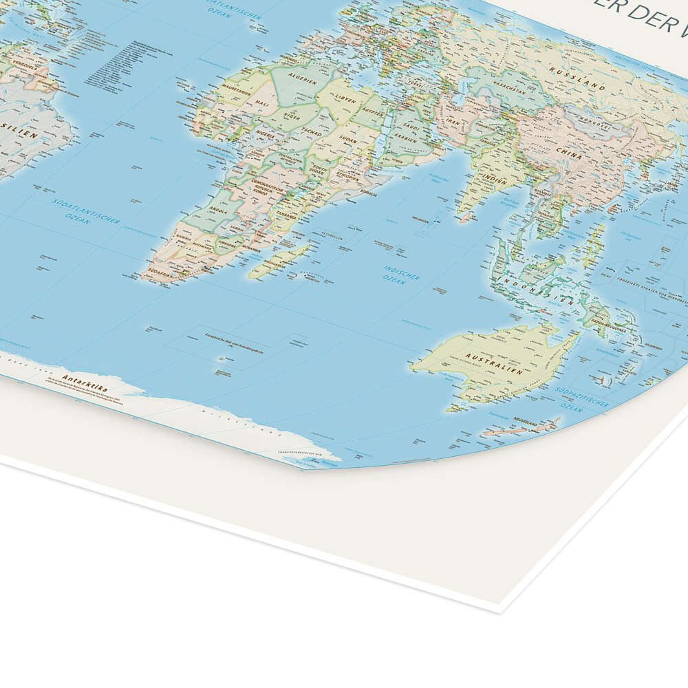 Posterlounge Wandbild Equal Area World Map, Länder der Welt, Editors Choice, erhältlich als Poster, Leinwandbild, Wandsticker oder Acrylglasbild