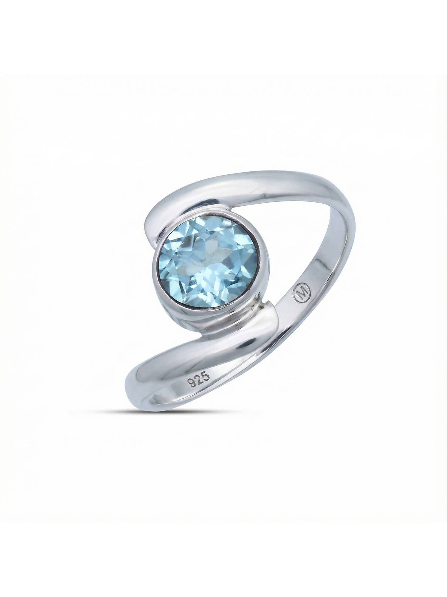 Silberring SAMAYA aus 925 Silber mit blau Topas