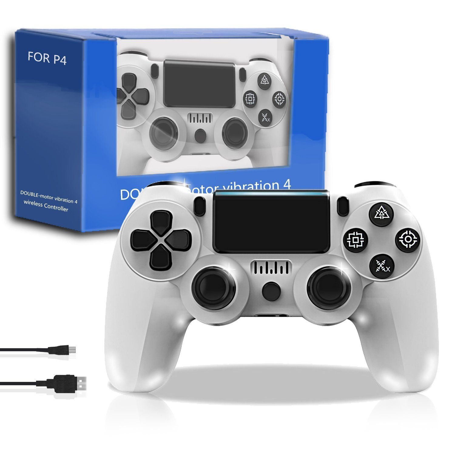 KINSI Gamepad,Game Controller, Wireless Controller für PS4,600mAh,Weiß PlayStation 4-Controller