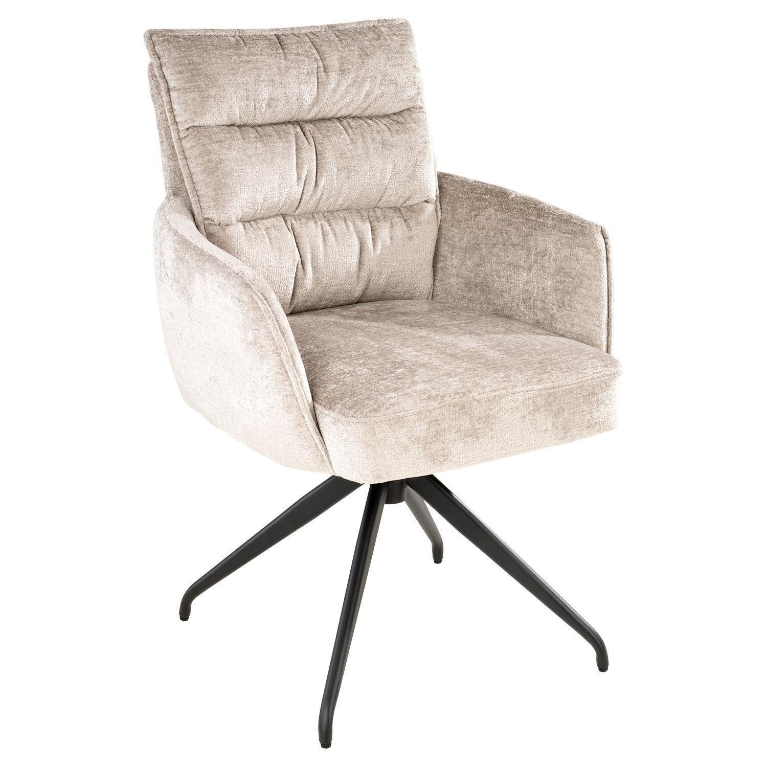 Home4You Esszimmerstuhl, Beige, Schwarz, Webstoff, Metallgestell, (1 St), 3 günstig online kaufen