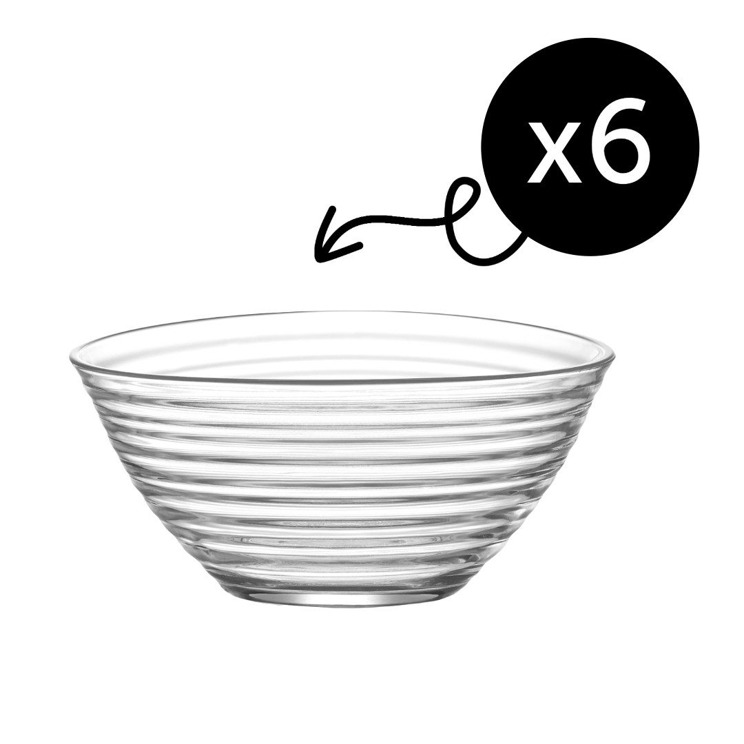 LAV Dessertschale LAV Derin Glasschalen - 300 ml (10 1/4 oz), Glas, (6er-Set, 6-tlg), Rillenmuster, spülmaschinengeeignet, ideal für Desserts, Snacks, Dips