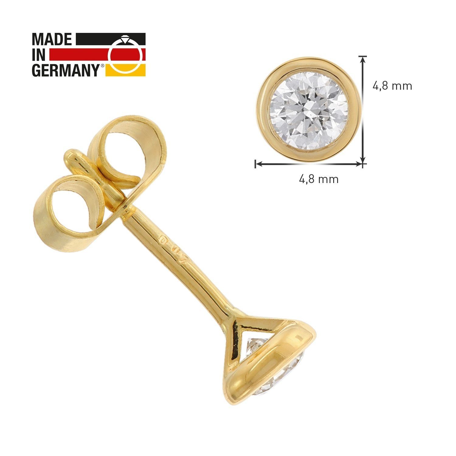 Gold Ohrstecker 0,35 ct 750/18K Diamant-Ohrstecker Paar trendor