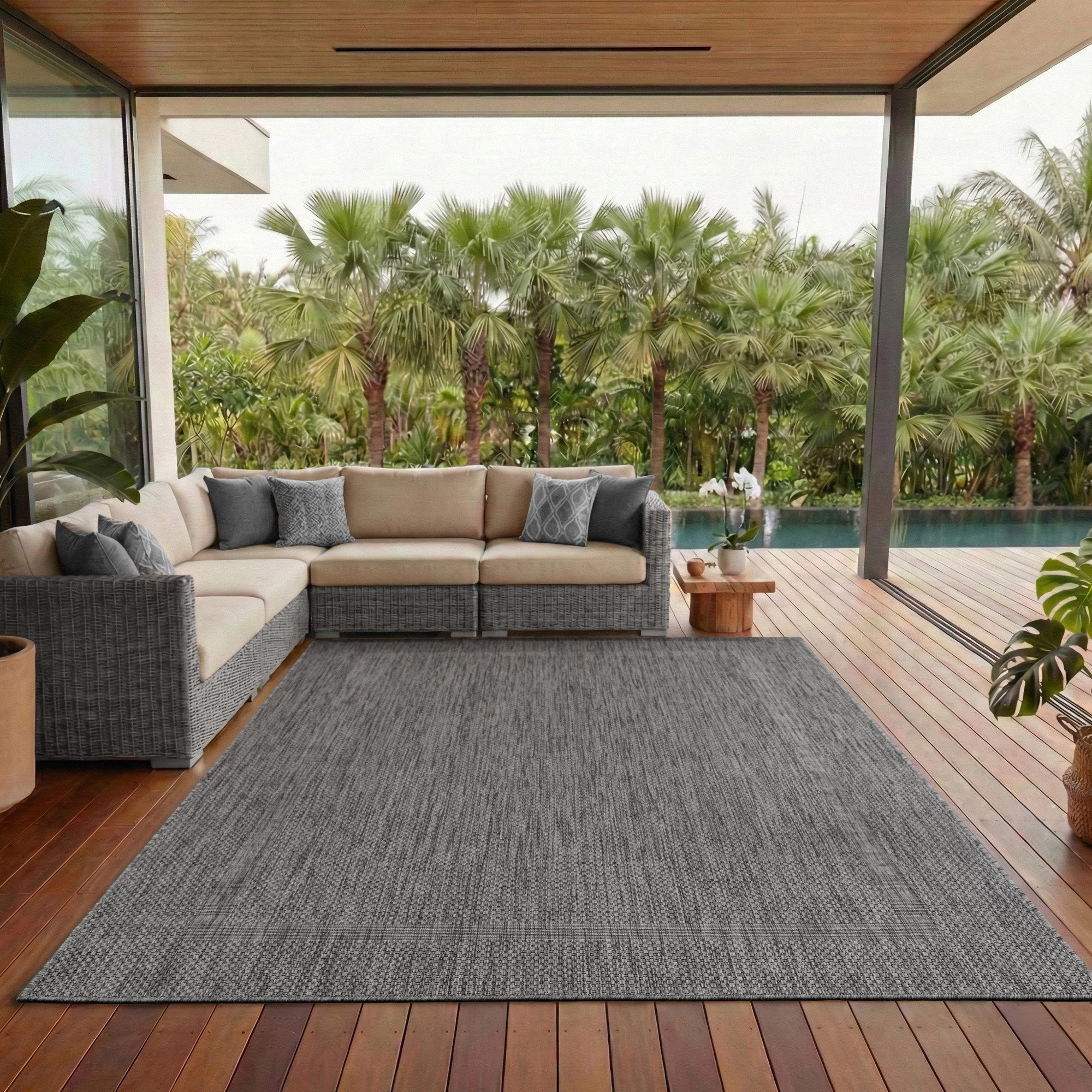 Carpettex Outdoorteppich Unicolor - Einfarbig, Läufer, Höhe: 5 mm, Teppich Wetterfest Balkon Küchenteppich Flachgewebe Sisaloptik