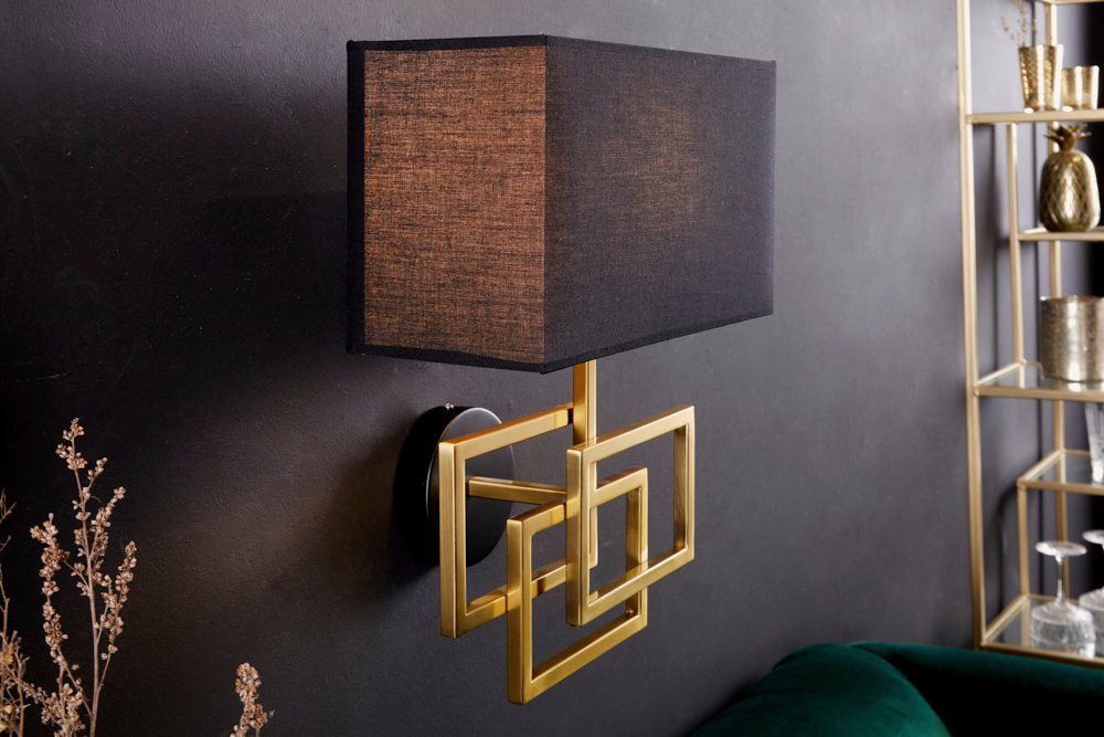 ohne · Leuchtmittel, · / Wohnzimmer Wandleuchte · Stoff ATLANTIS Design Metall · gold, riess-ambiente schwarz Modern innen 44cm