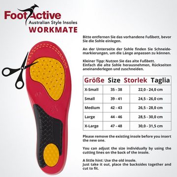 FootActive Einlegesohlen FootActive WORKMATE, Ideal für Alltag und Beruf - Schützt Ihre Füße auf harten Böden. Fester Halt und optimale Dämpfung.