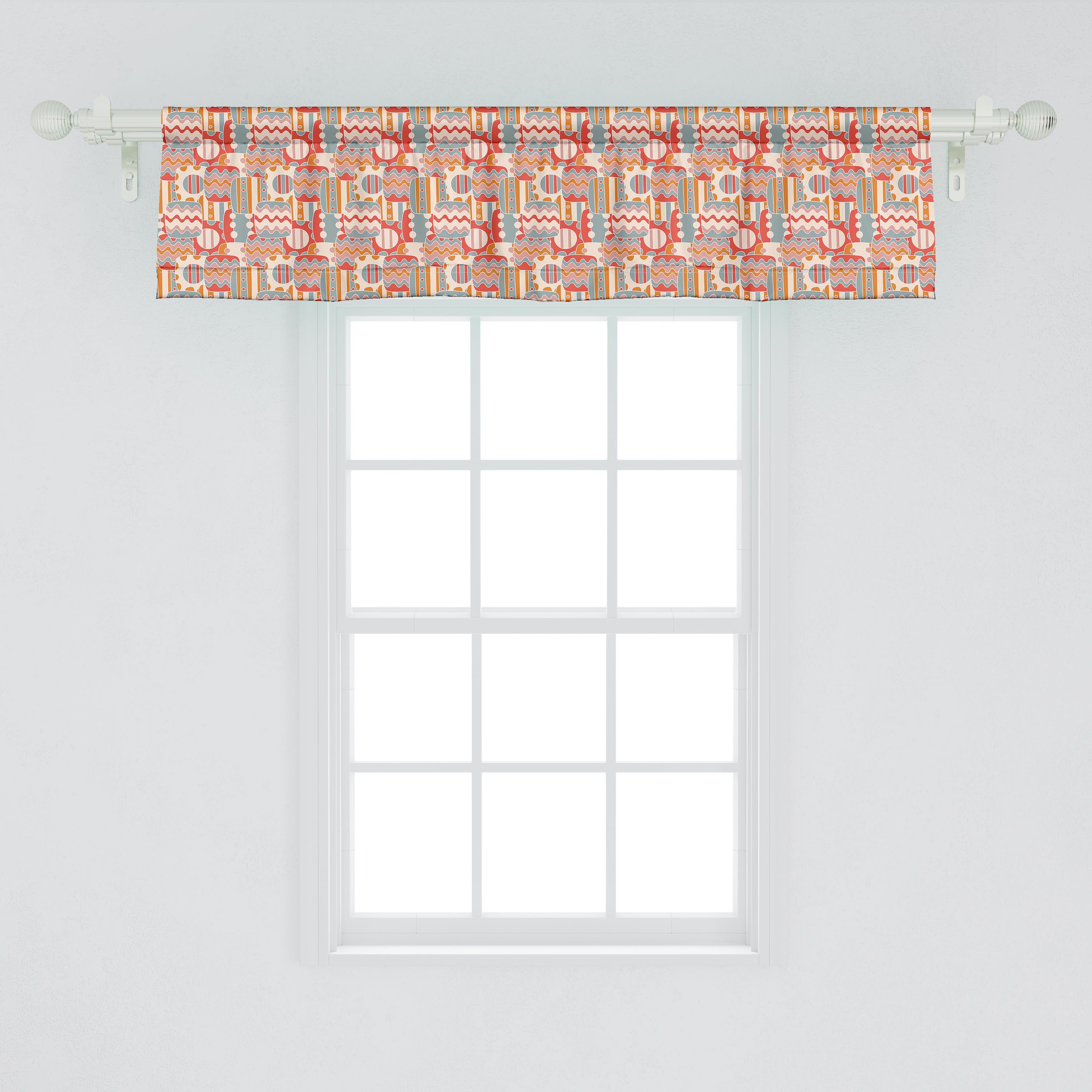 Vorhang Abakuhaus, mit Stangentasche, Küche Kreise Abstrakt Scheibengardine Kunst Gezeiten Dekor Waves für Volant Schlafzimmer Microfaser,