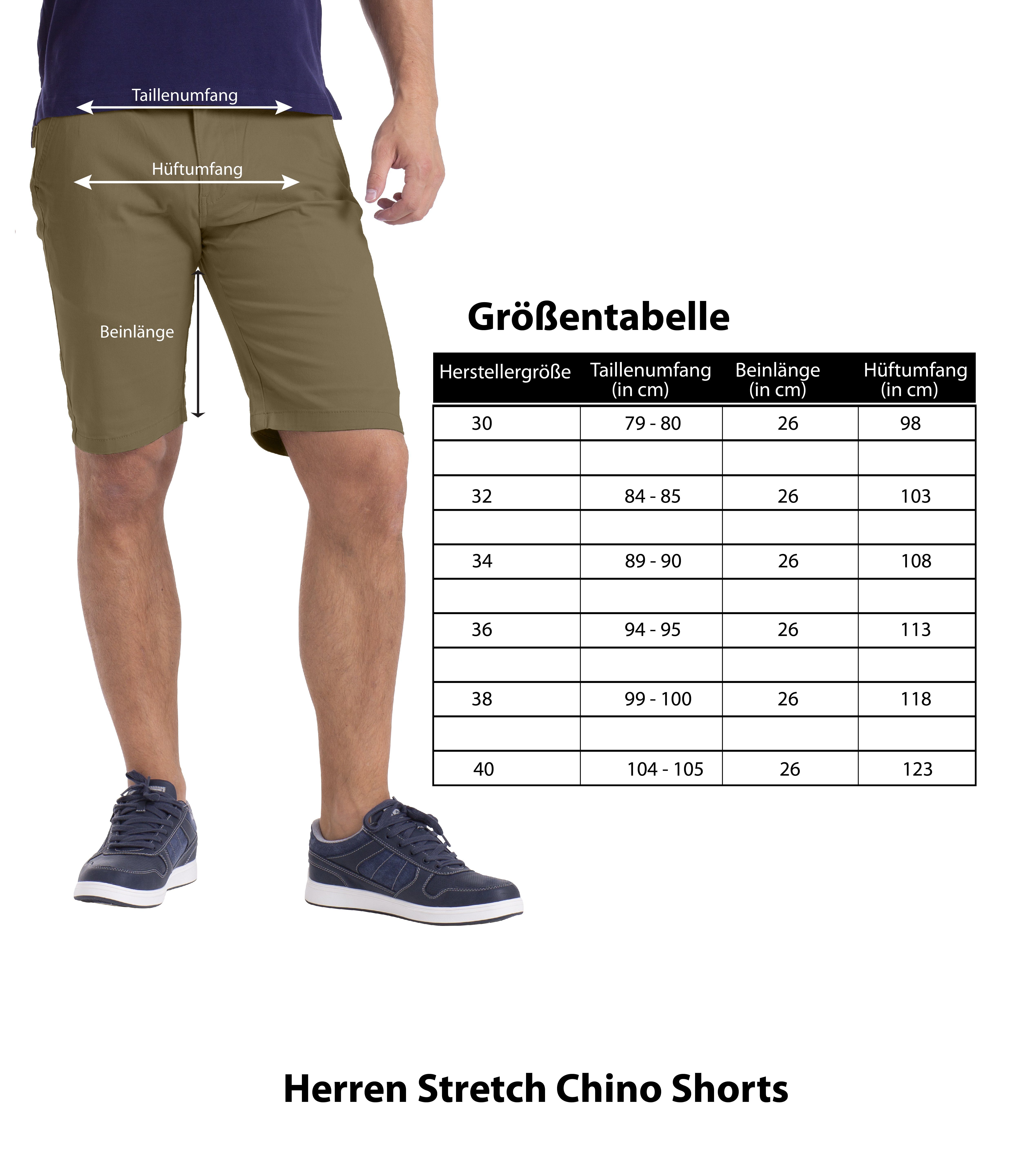 BlauerHafen Chinoshorts Slim Bermuda Herren Shorts Hose Khaki Strecken-Baumwolle Fit Stretch Chino