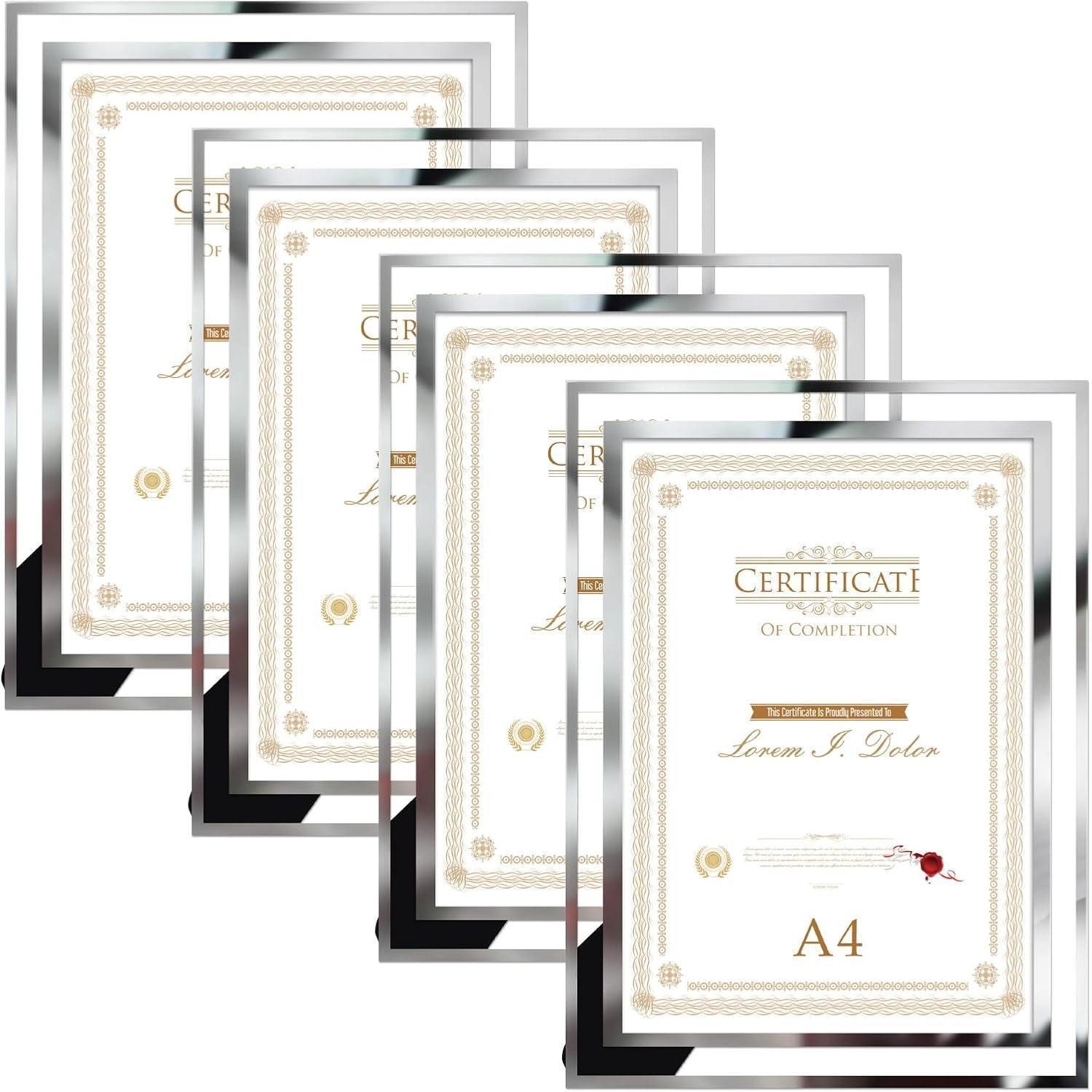LuxusKollektion Bilderrahmen-Set Bilderrahmen Glas Silber Zertifikate Diplome A4 4 St Transparent