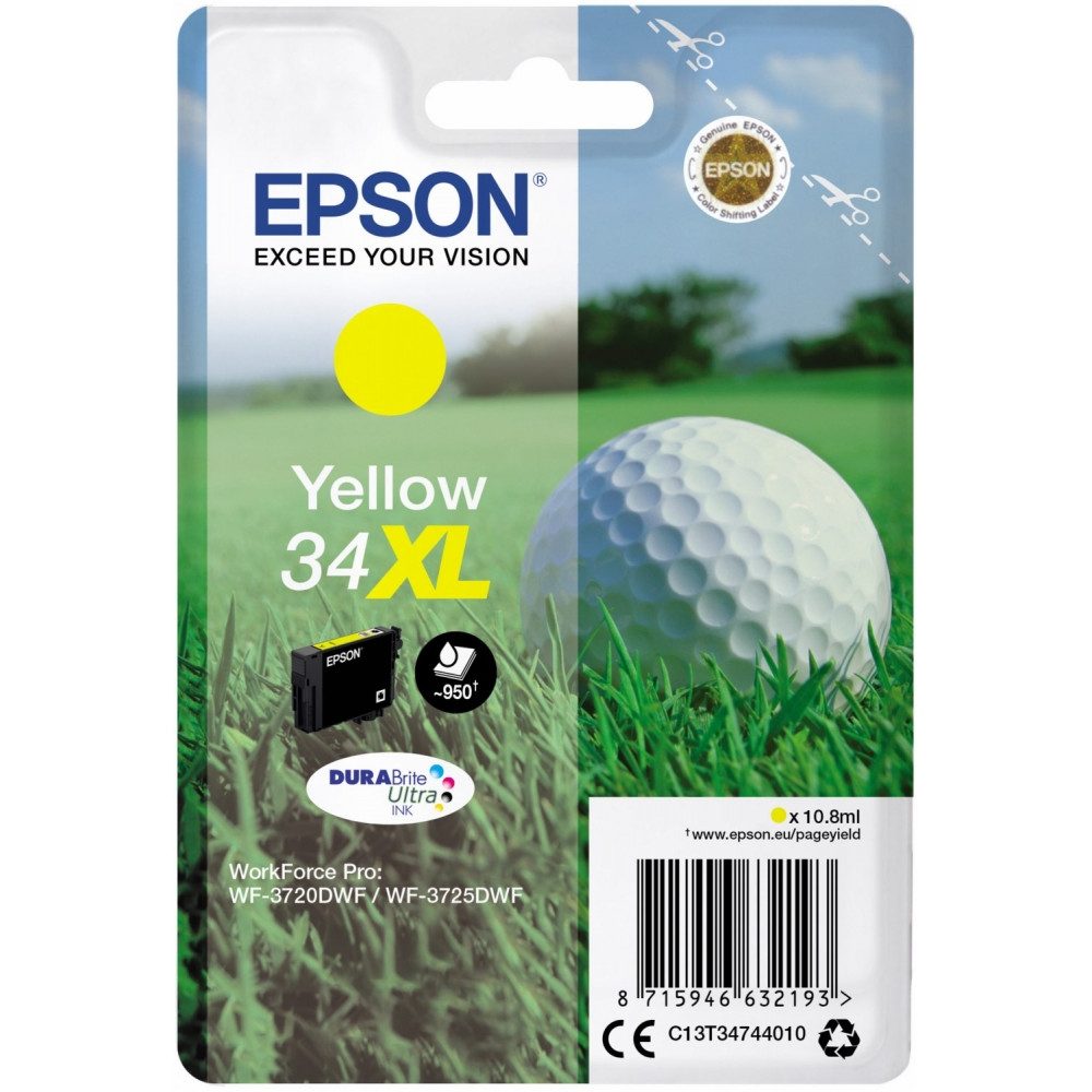Epson Epson T3474 XL DURABrite Ultra Tintenpatrone gelb Tintenpatrone (Wisch- und wasserfeste Dokumente)