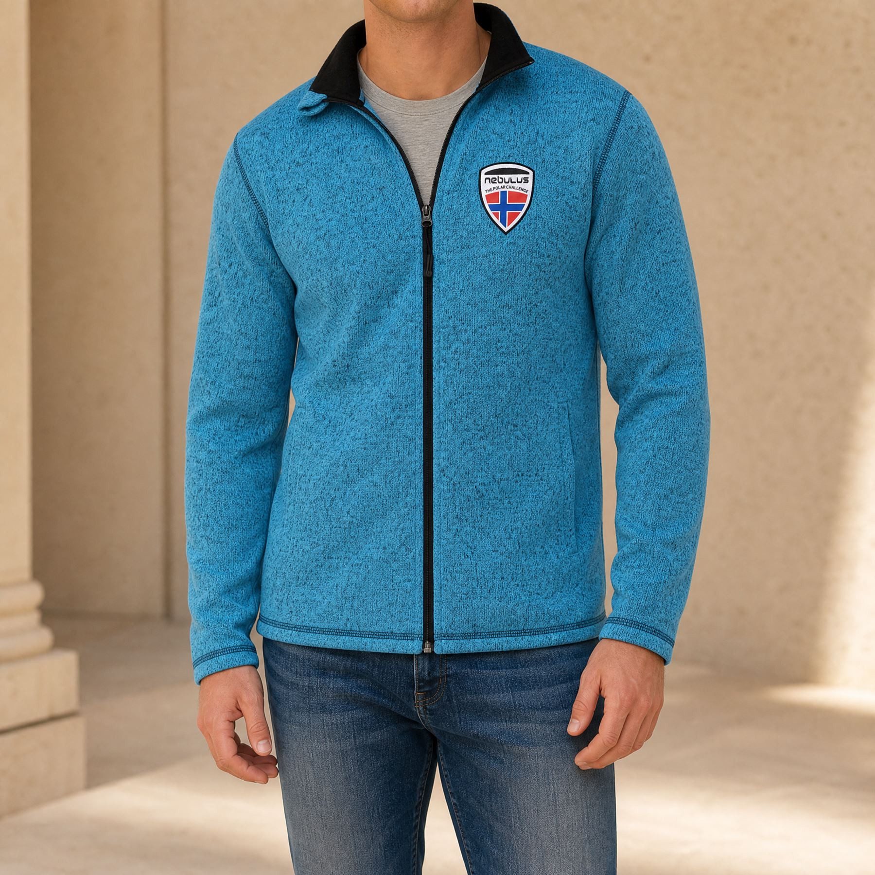 Nebulus Fleecejacke LANAI, P5160 - Herren, türkis-schwarz, 3XL