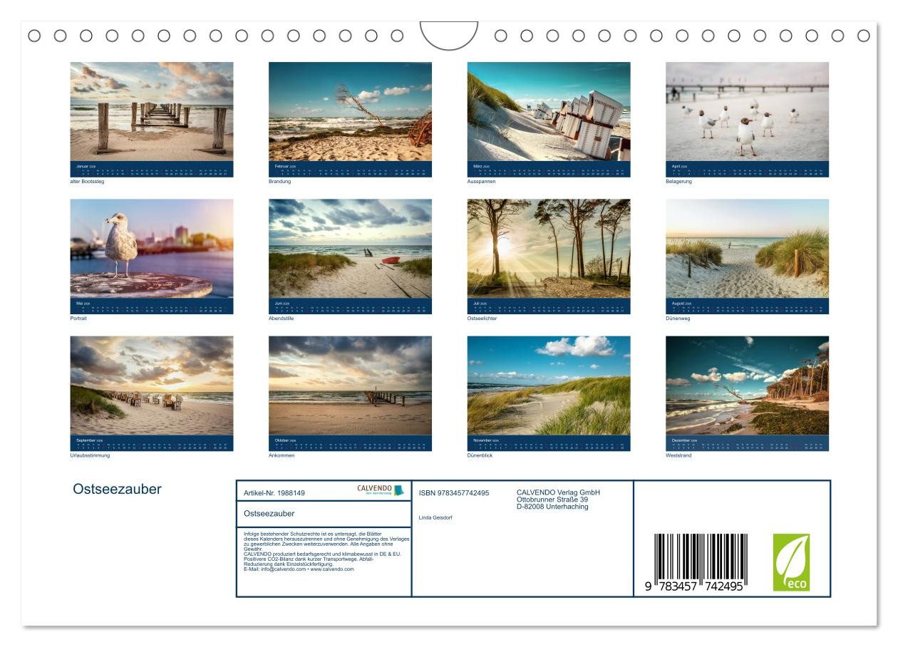 Thumbnail - CALVENDO Wandkalender Ostseezauber (Wandkalender 2026 DIN A4 quer), CALVENDO Monatskalender