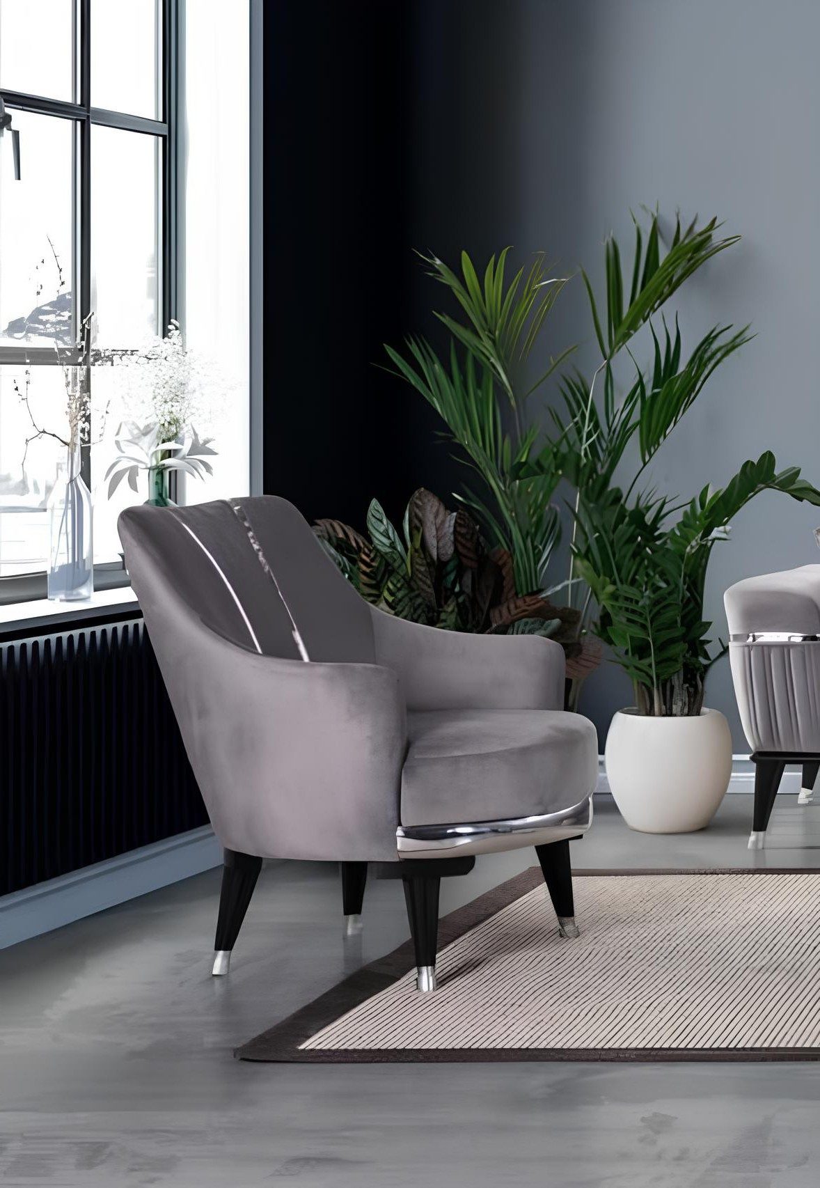 Xlmoebel Loungesessel Stoff Sitzmöbel für Wohnzimmer in Grau, Einsitzer Sofa (1-St., 1-Sitzer), Made in Europa
