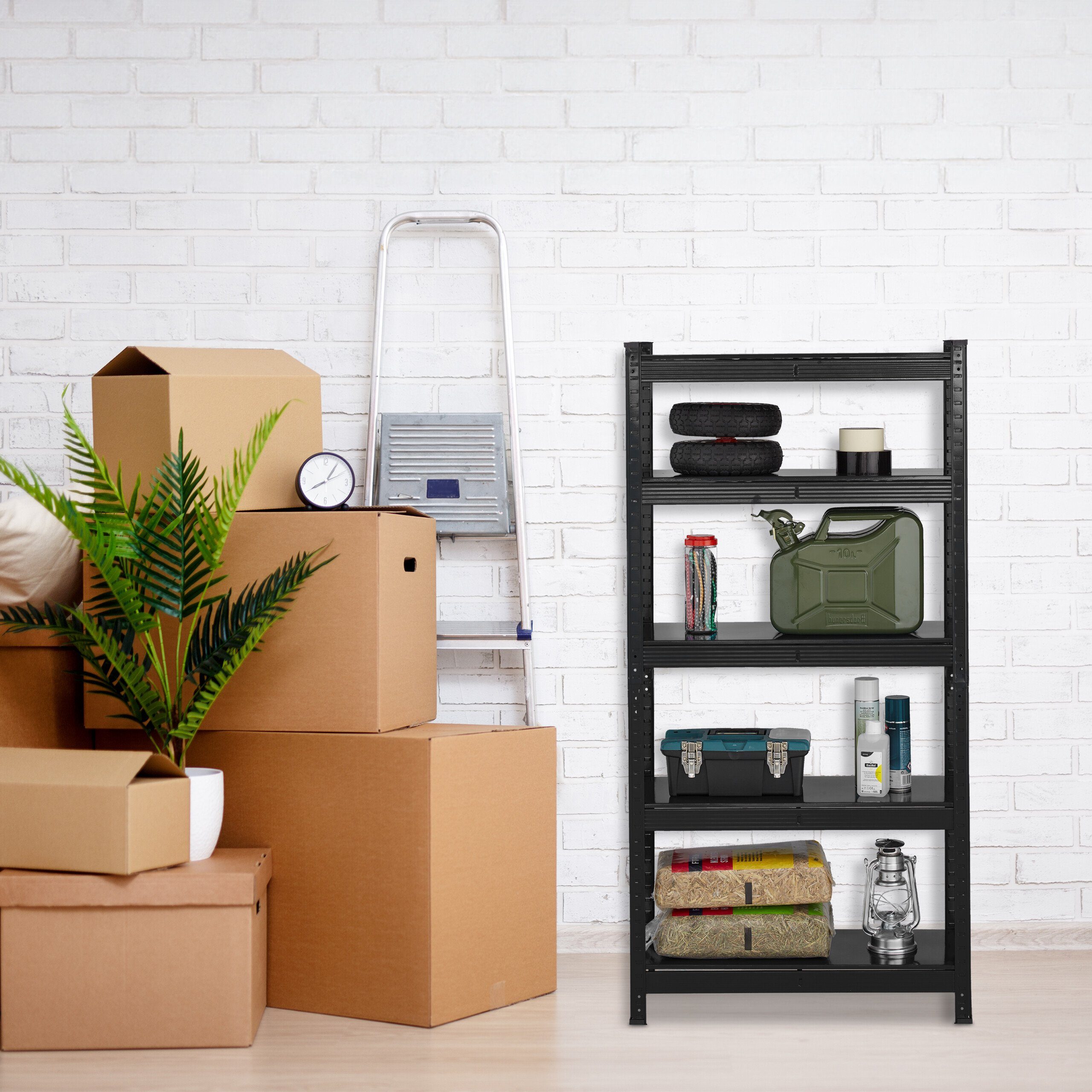 relaxdays Schwerlastregal Metall Schwerlastregal Schwarz 5 Ebenen günstig online kaufen