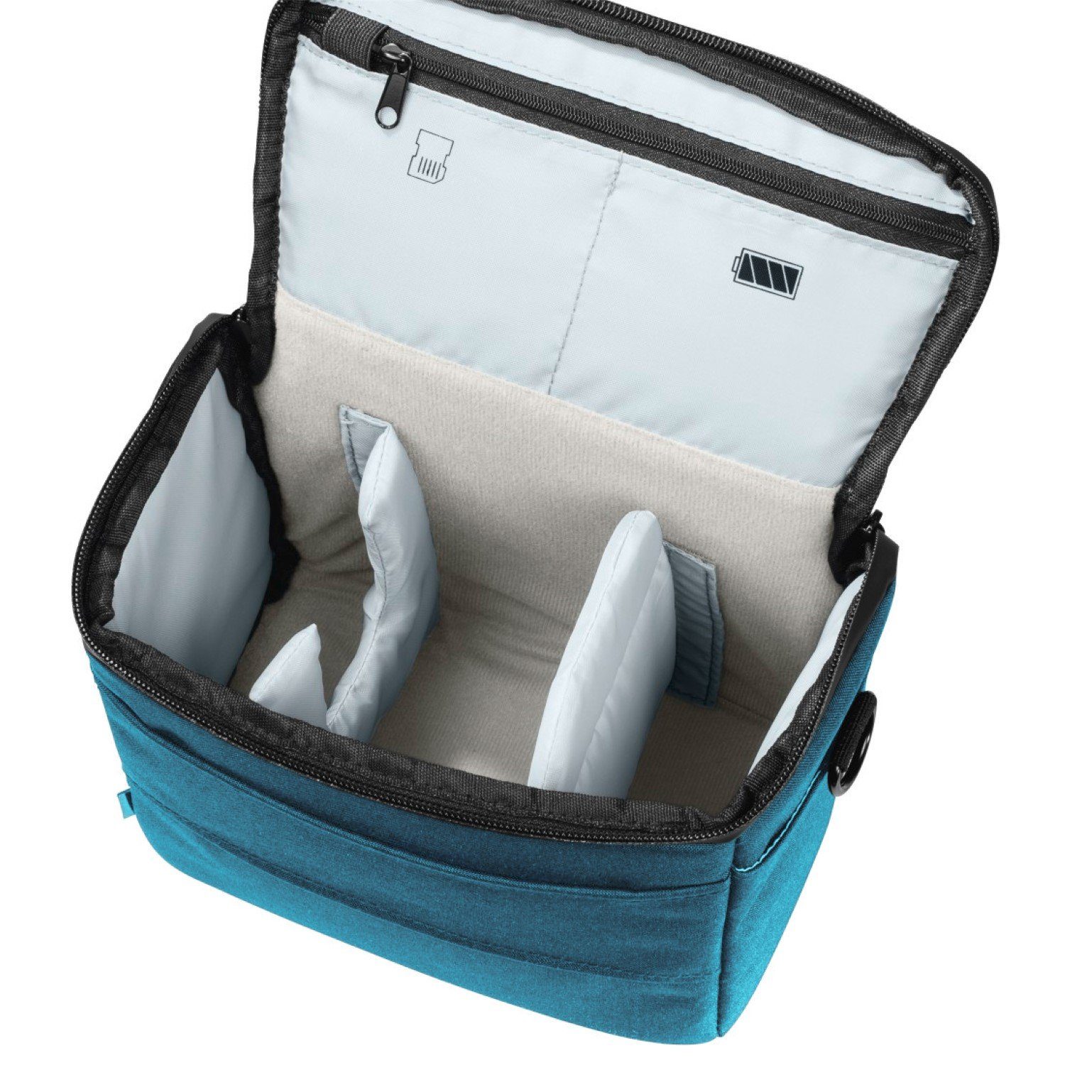 Hama Kameratasche Kamera-Tasche Trinidad 110 Foto-Tasche Universal Blau, Case Schultergurt Tragegriff Zubehör-Fächer Digitalkamera Systemkamera