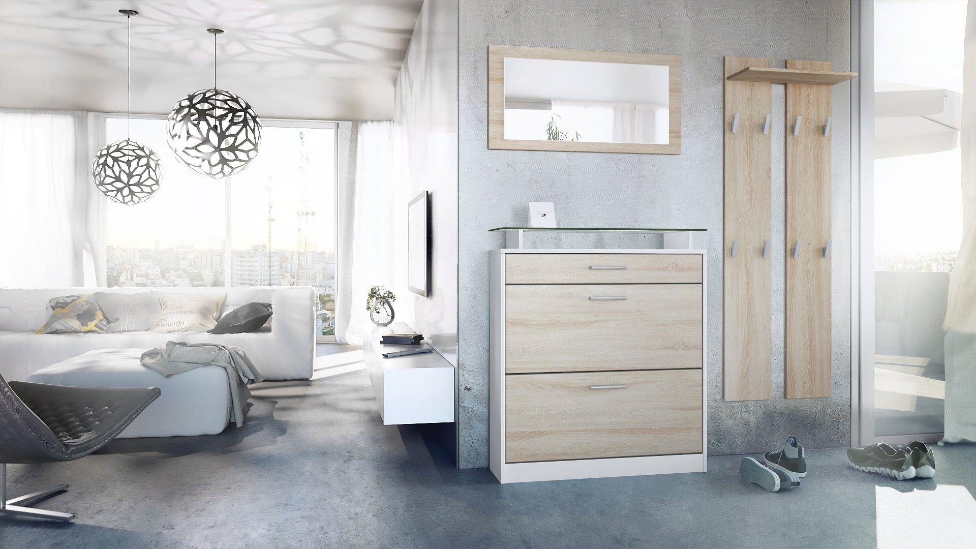 Vladon Garderoben-Set Loret, (Garderobe Set bestehend günstig online kaufen