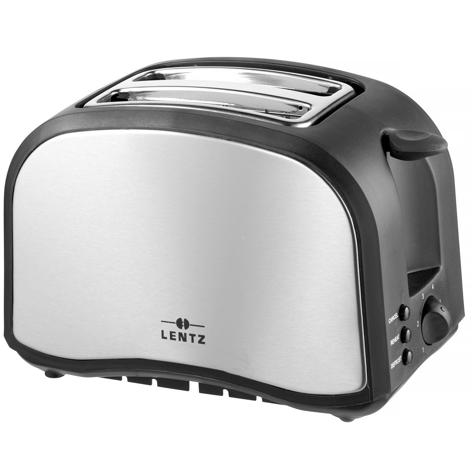 Lentz Тостеры 2 Scheiben-Toaster Silber Schwarz, 2-Schlitz-Toaster, für 2 Scheiben Toast, 800 W