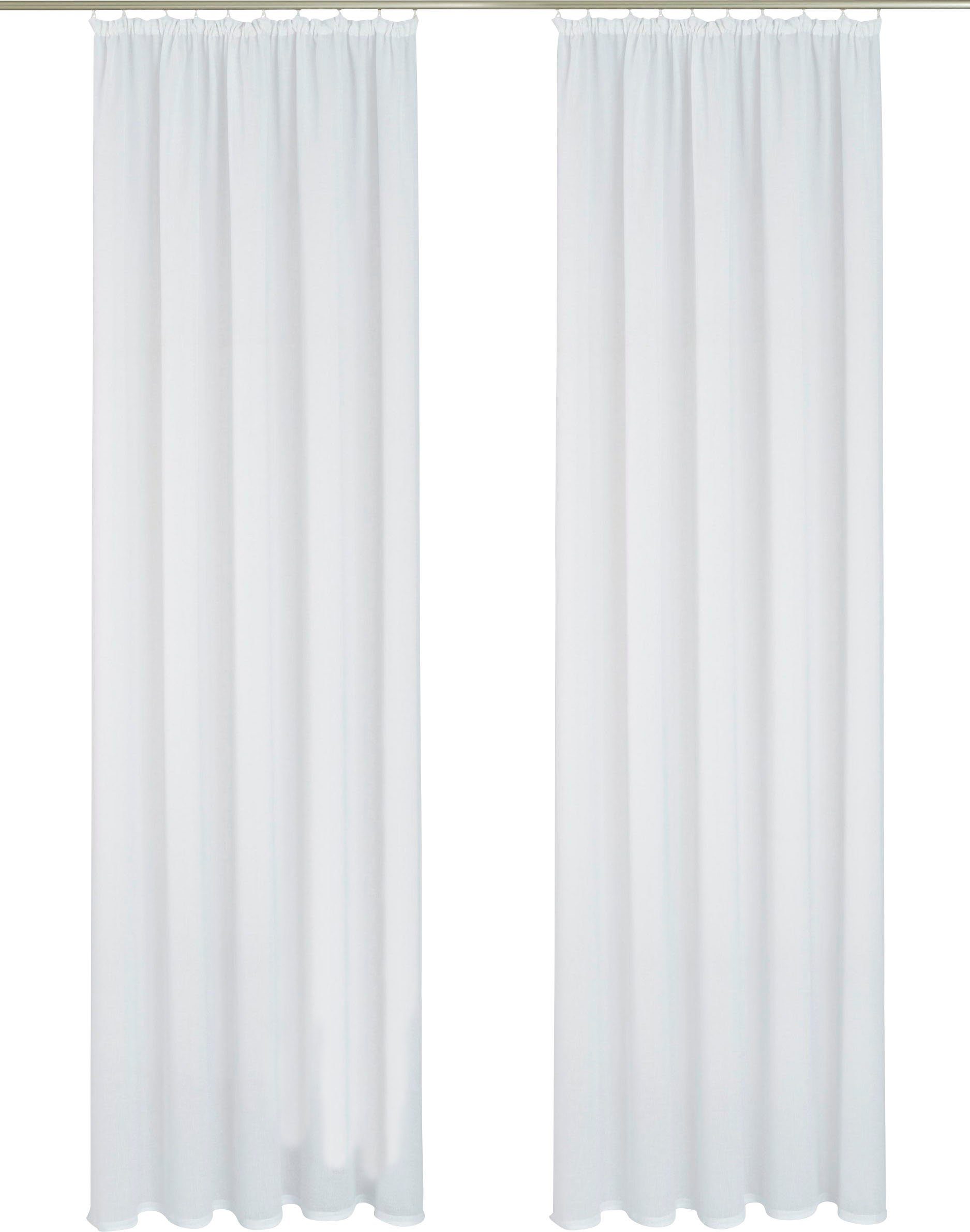 Gardine transparent transparent, REGINA, (2 Fertiggardine, 2-er St), Voile, Vorhang, Set, my home, weiß Kräuselband