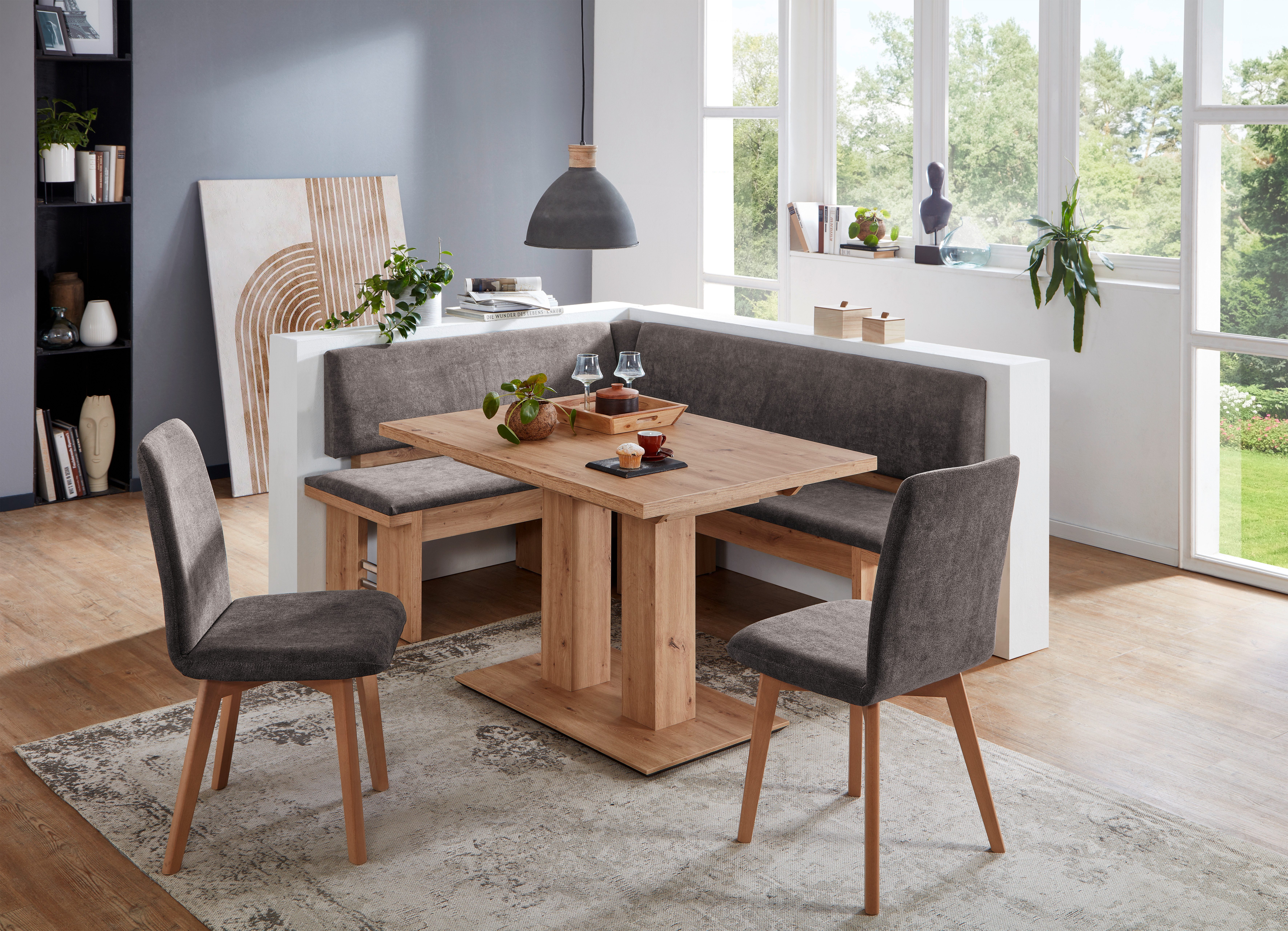 massivline&more Eckbankgruppe Enns, Eckbank mit Tisch und Stühlen, Sitzecke günstig online kaufen