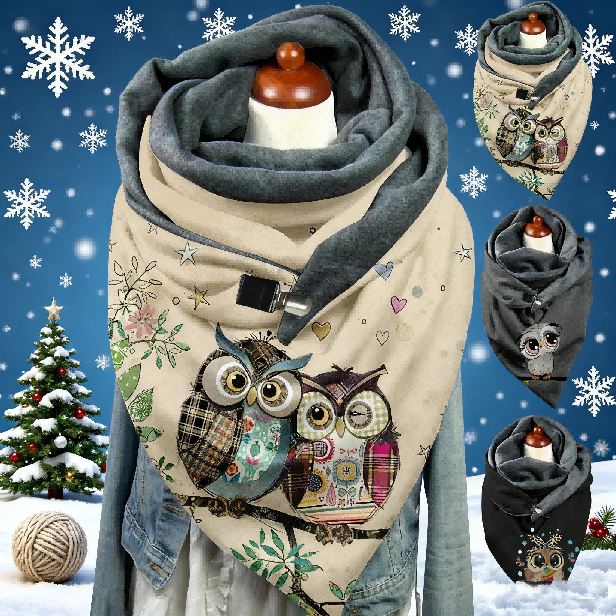 Kityhome Modeschal Eleganter Eulen-Schal, weicher Winterchal als Weihnachtsgeschenk, (Stylish & elegant, Perfektes Weihnachtsgeschenk), Vielseitig zu tragen